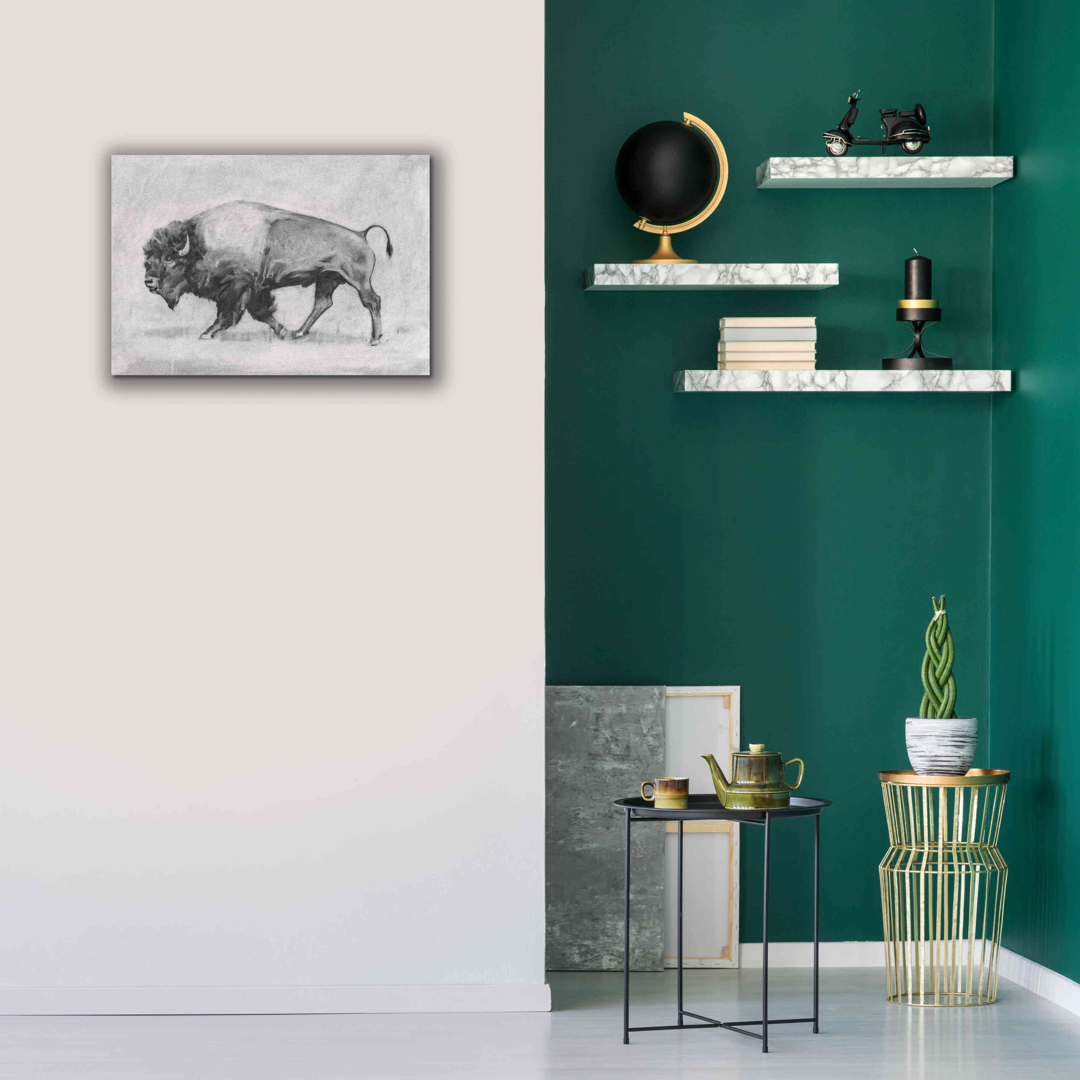 'Wild Bison Study II' by Emma Scarvey, Giclee Canvas Wall Art,26 x 18