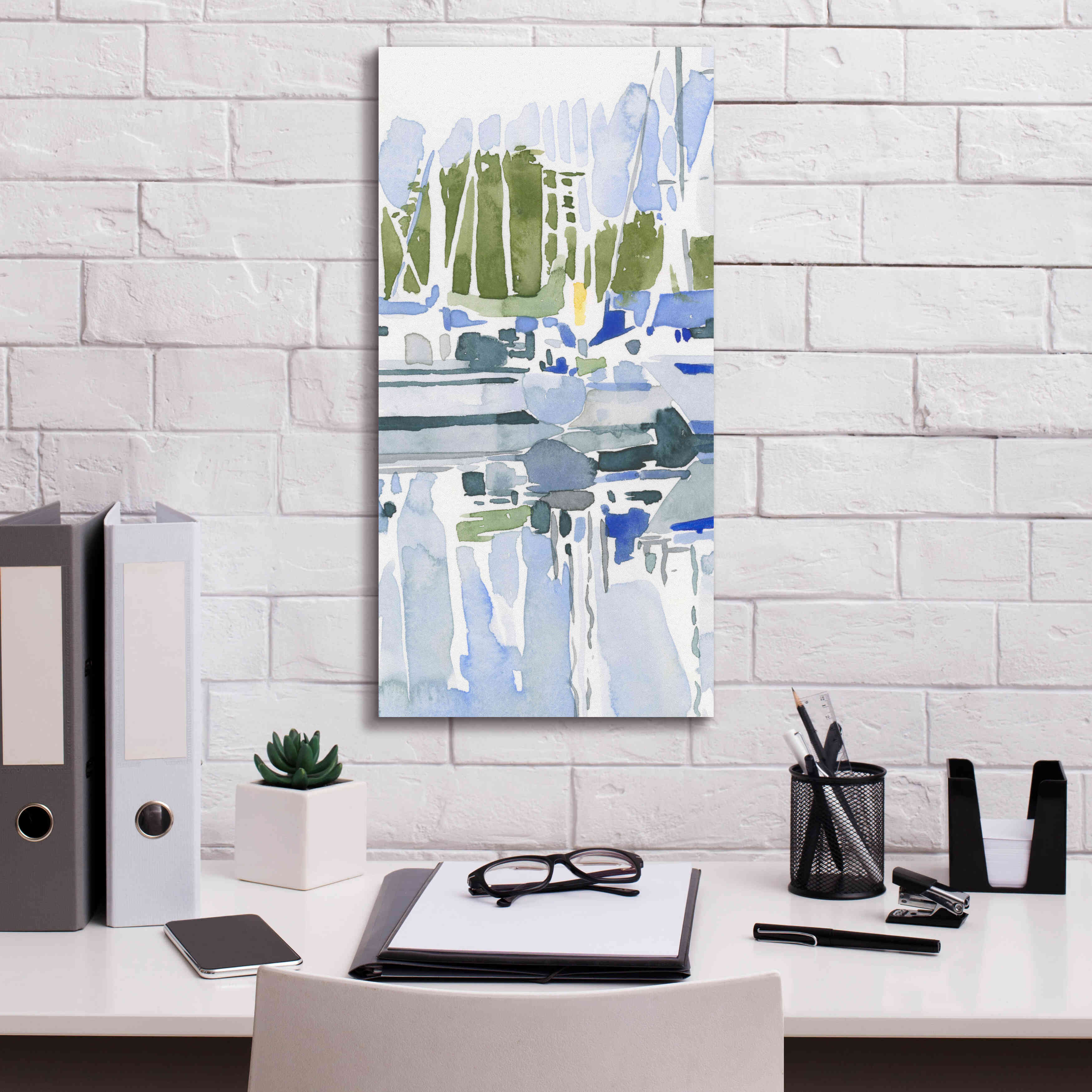 'Sailboat Reflections I' by Emma Scarvey, Giclee Canvas Wall Art,12 x 24