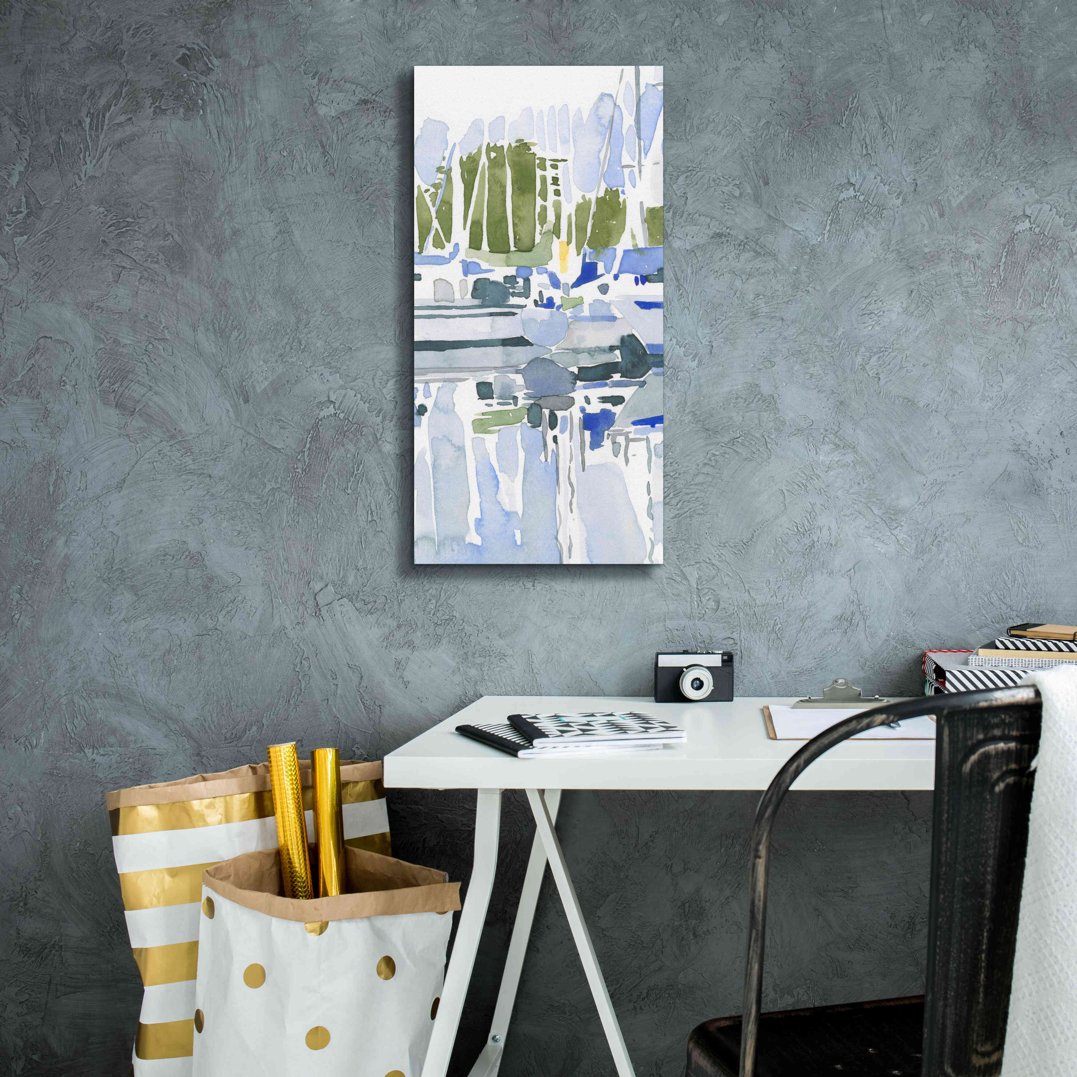 'Sailboat Reflections I' by Emma Scarvey, Giclee Canvas Wall Art,12 x 24