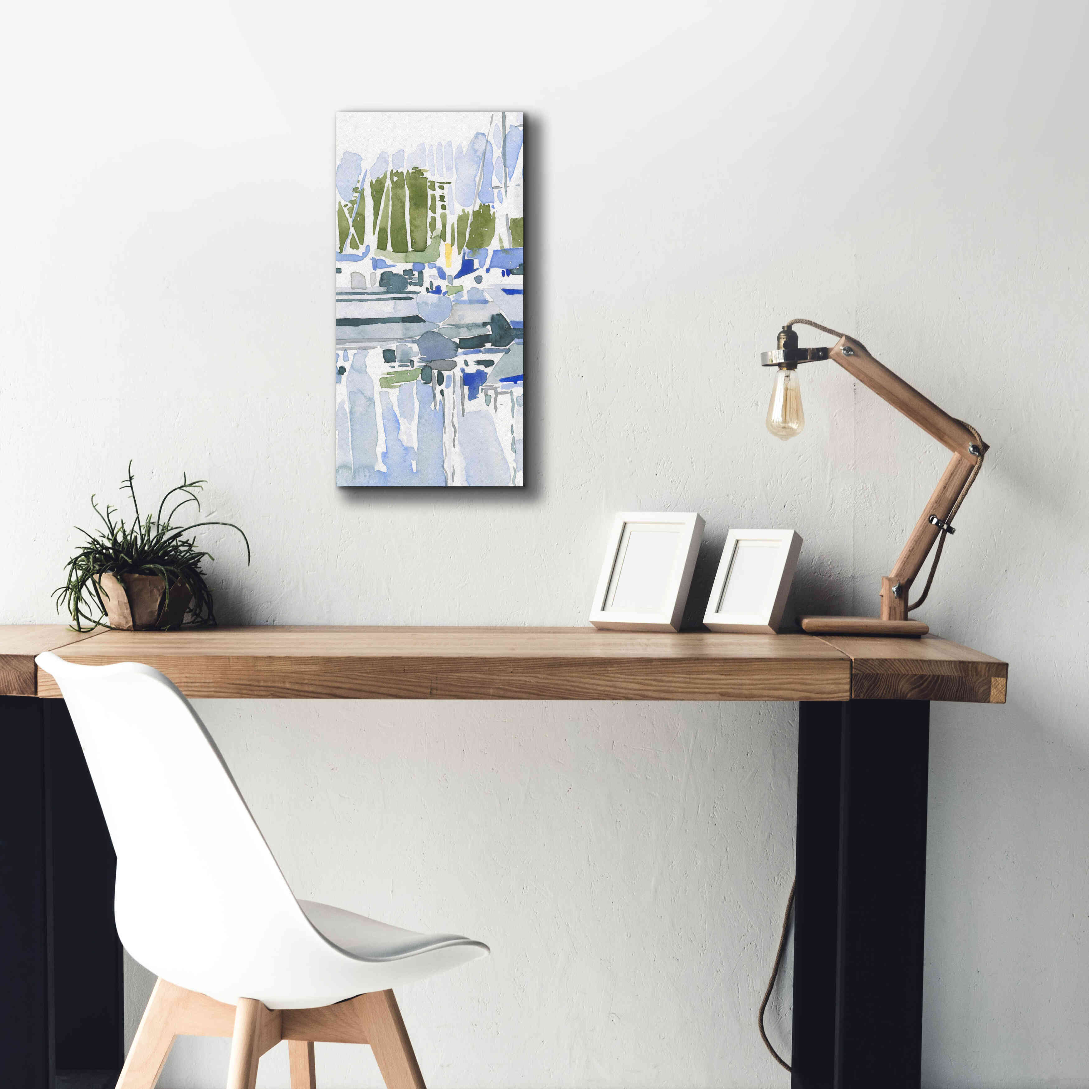 'Sailboat Reflections I' by Emma Scarvey, Giclee Canvas Wall Art,12 x 24