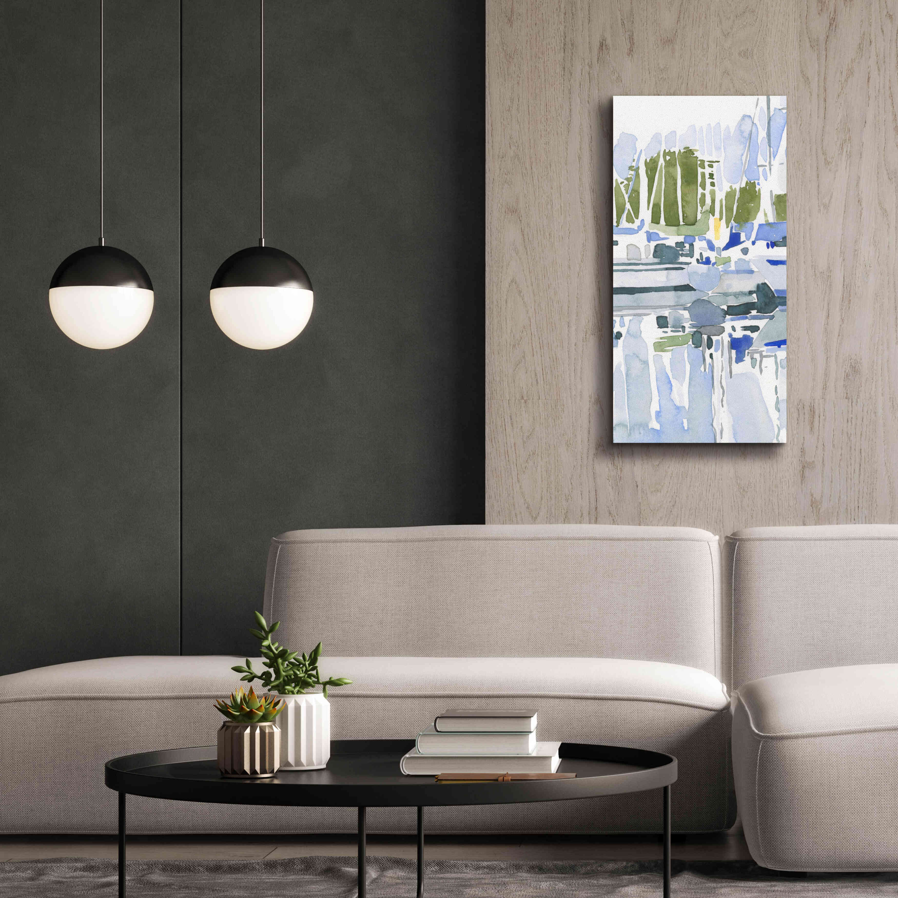 'Sailboat Reflections I' by Emma Scarvey, Giclee Canvas Wall Art,20 x 40