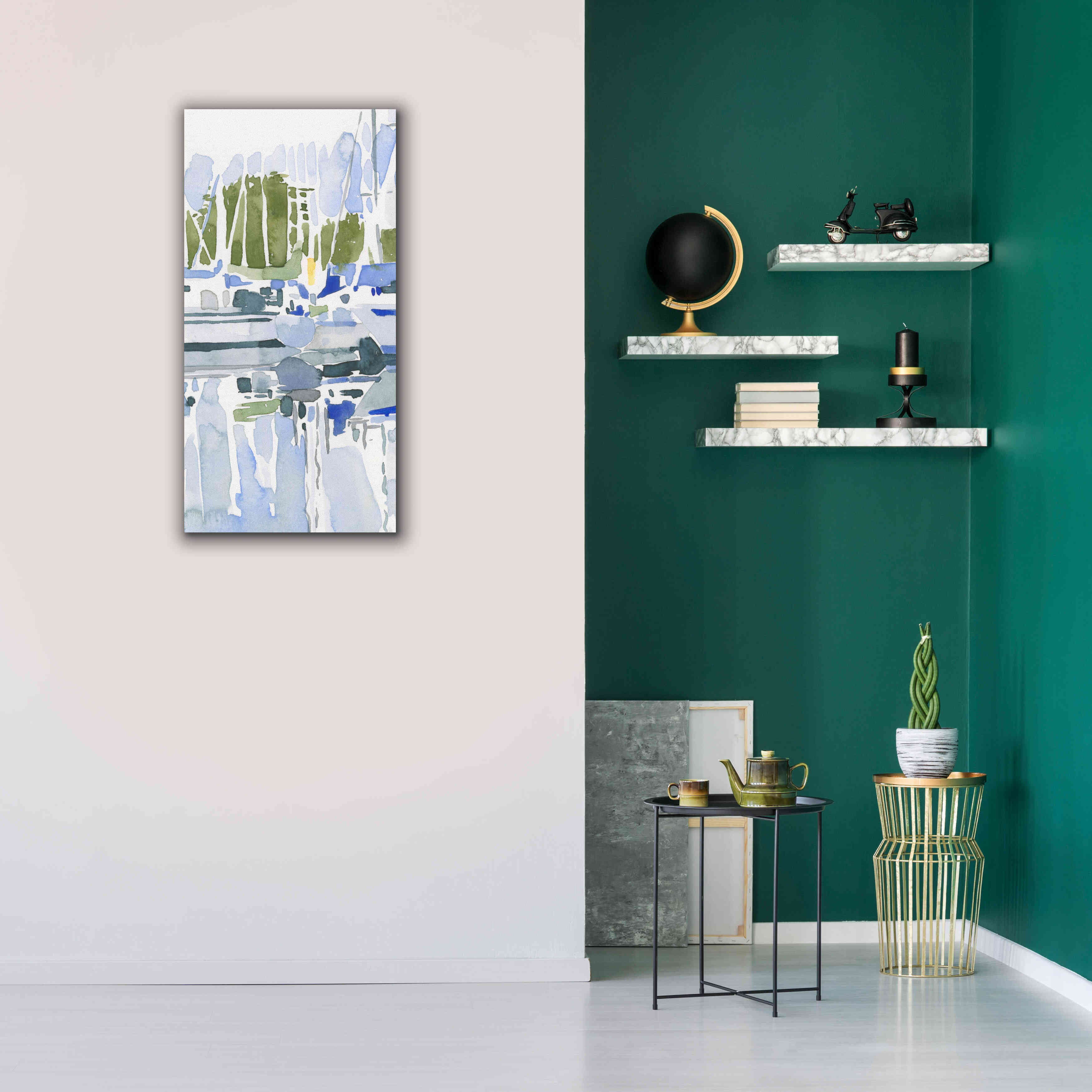 'Sailboat Reflections I' by Emma Scarvey, Giclee Canvas Wall Art,20 x 40