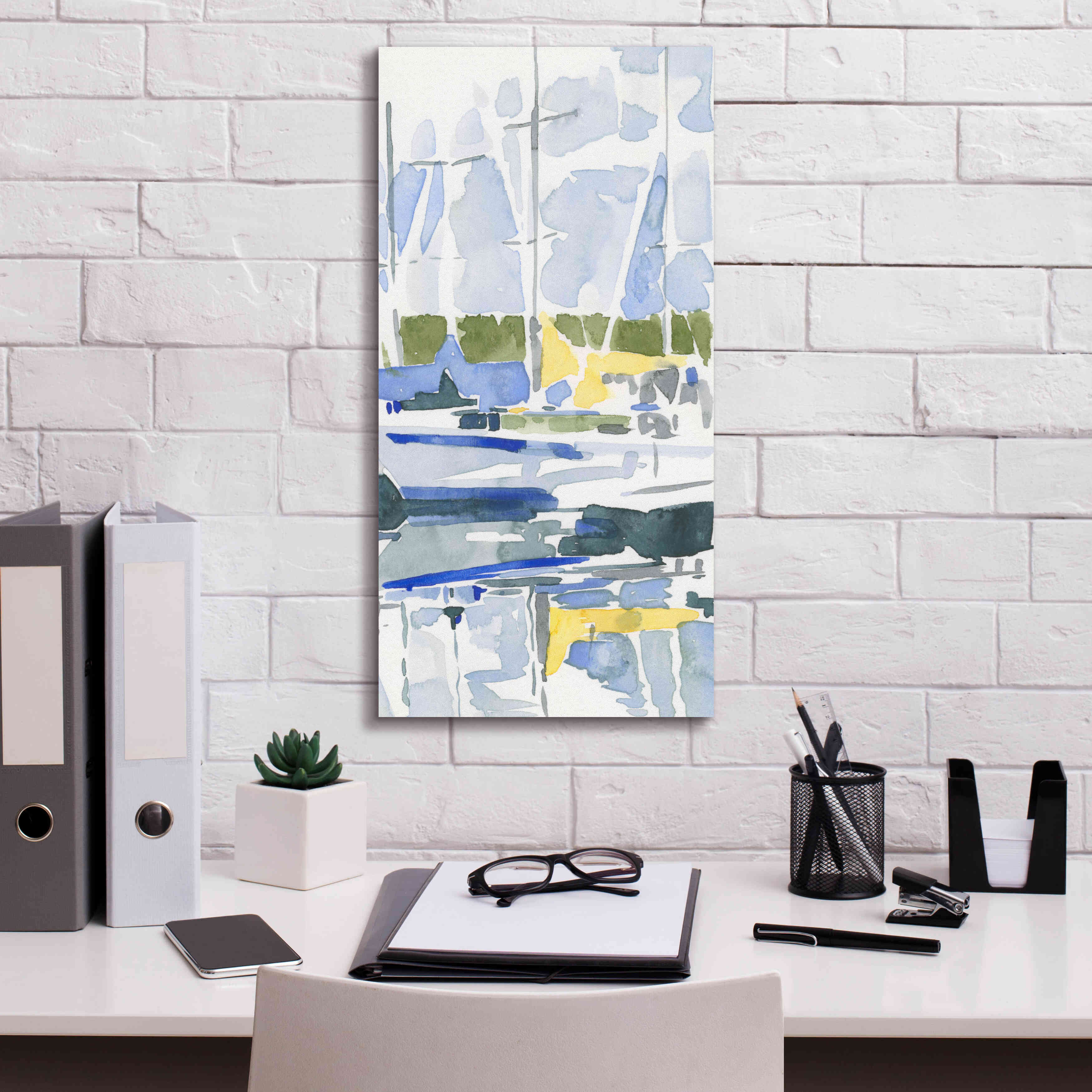 'Sailboat Reflections II' by Emma Scarvey, Giclee Canvas Wall Art,12 x 24