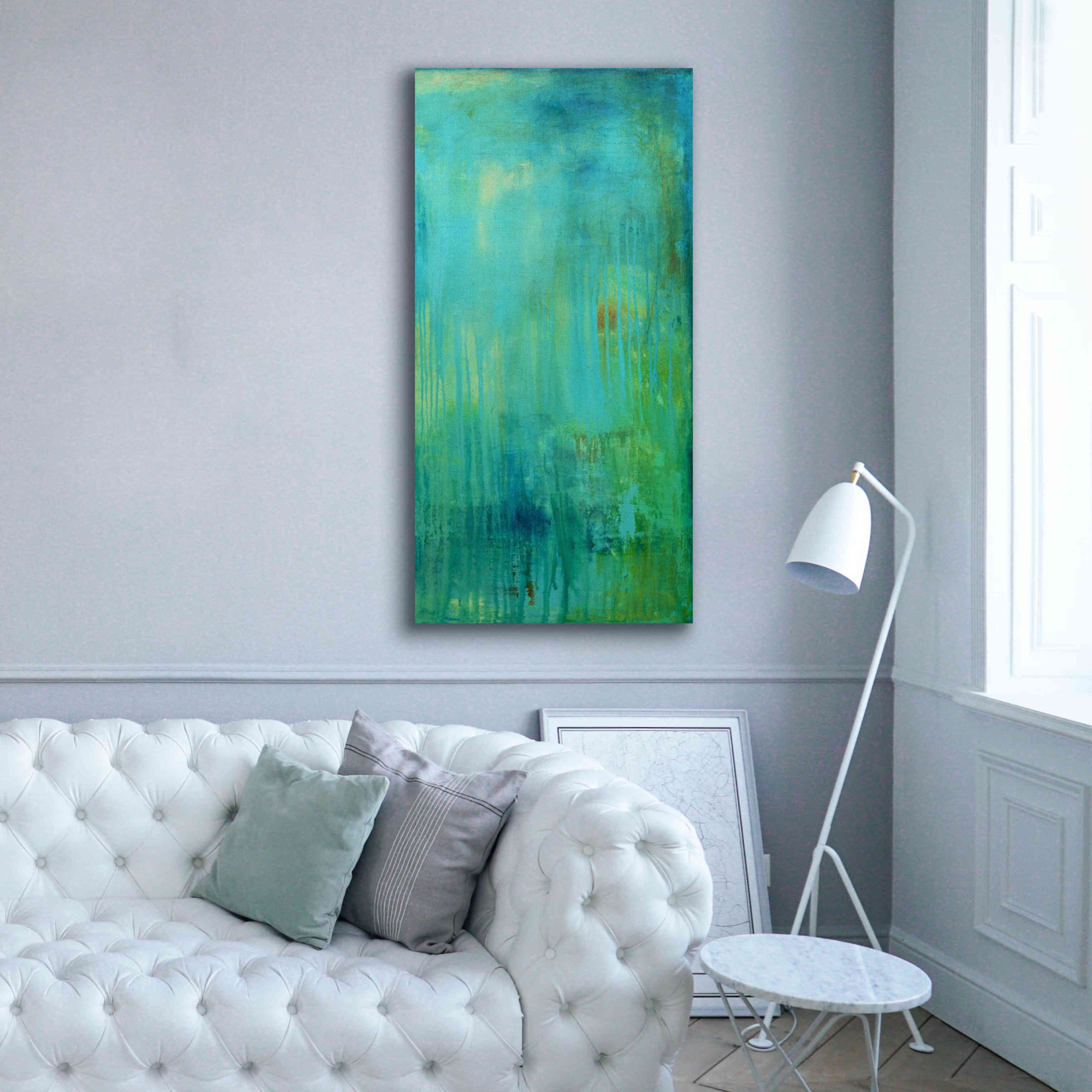 'Blue Mountain Rain II' by Erin Ashley, Giclee Canvas Wall Art,30 x 60