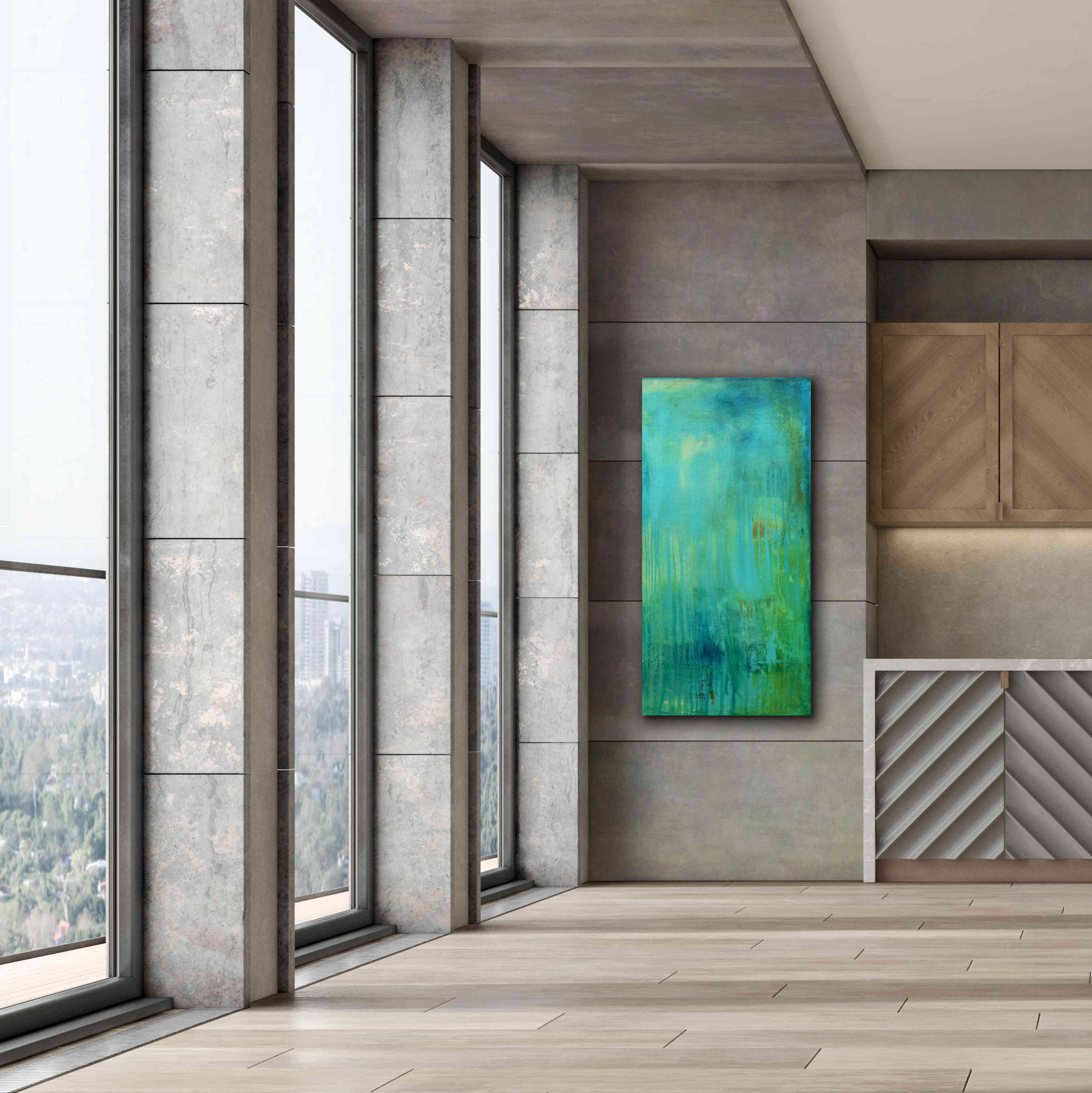 'Blue Mountain Rain II' by Erin Ashley, Giclee Canvas Wall Art,30 x 60