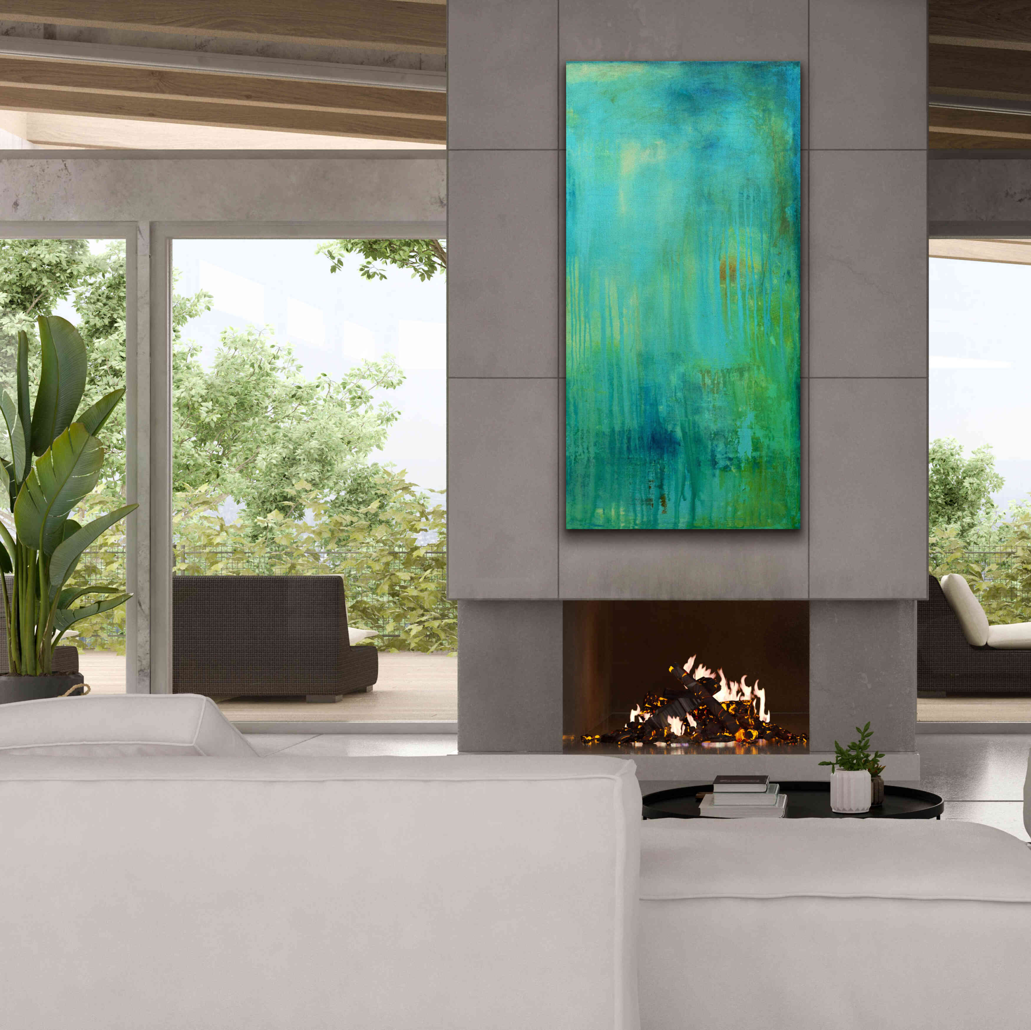 'Blue Mountain Rain II' by Erin Ashley, Giclee Canvas Wall Art,30 x 60