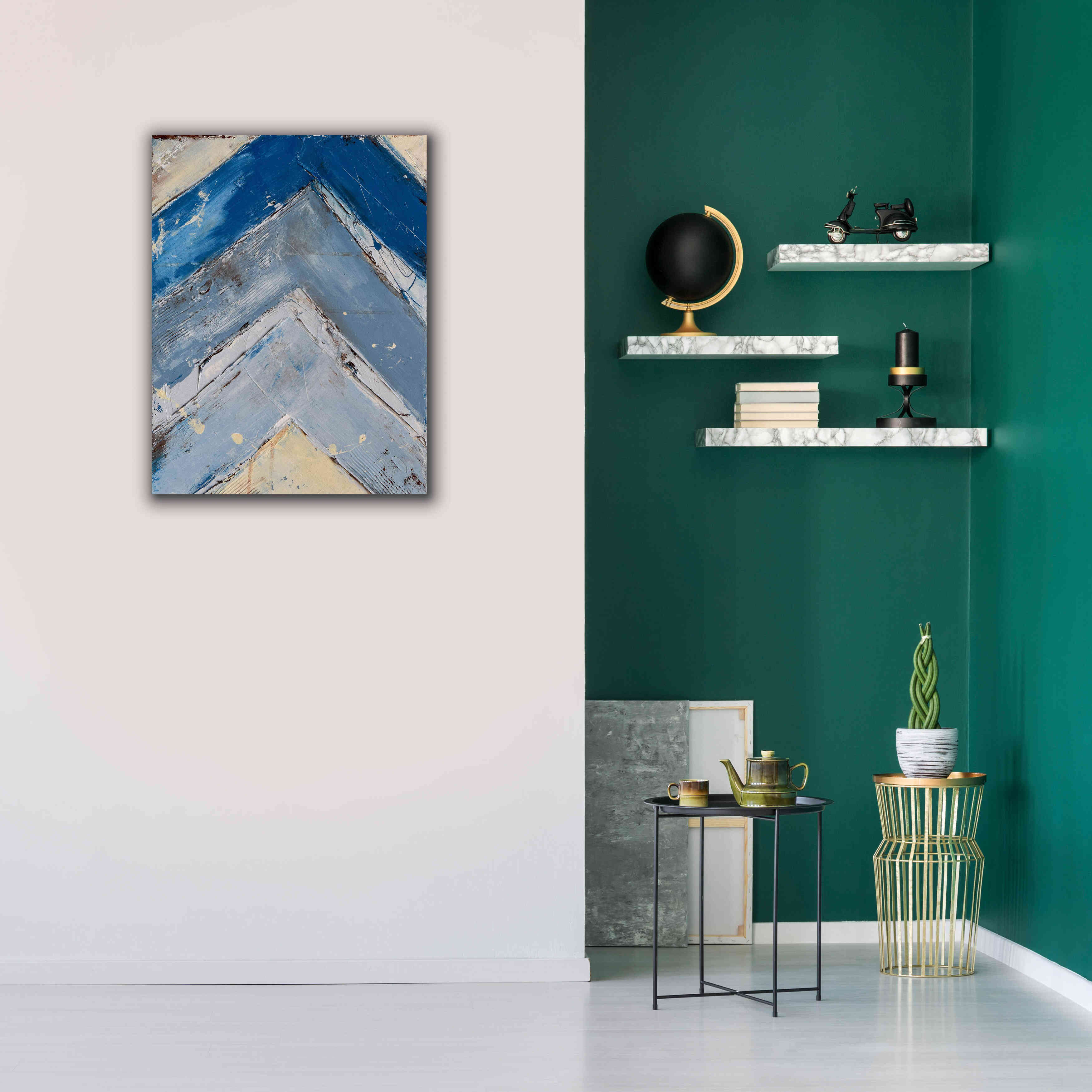 'Blue Zag I' by Erin Ashley, Giclee Canvas Wall Art,26x34