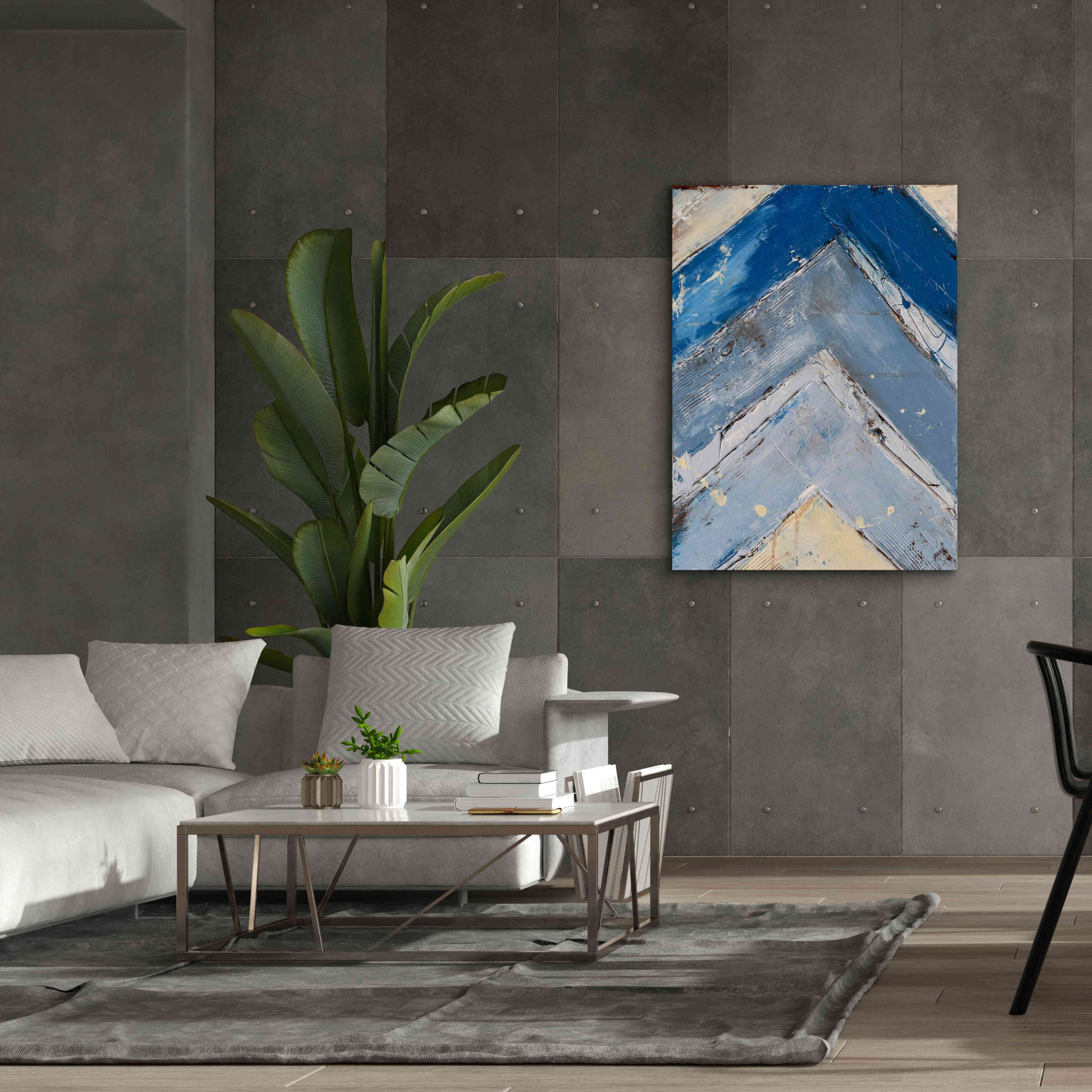 'Blue Zag I' by Erin Ashley, Giclee Canvas Wall Art,40x54