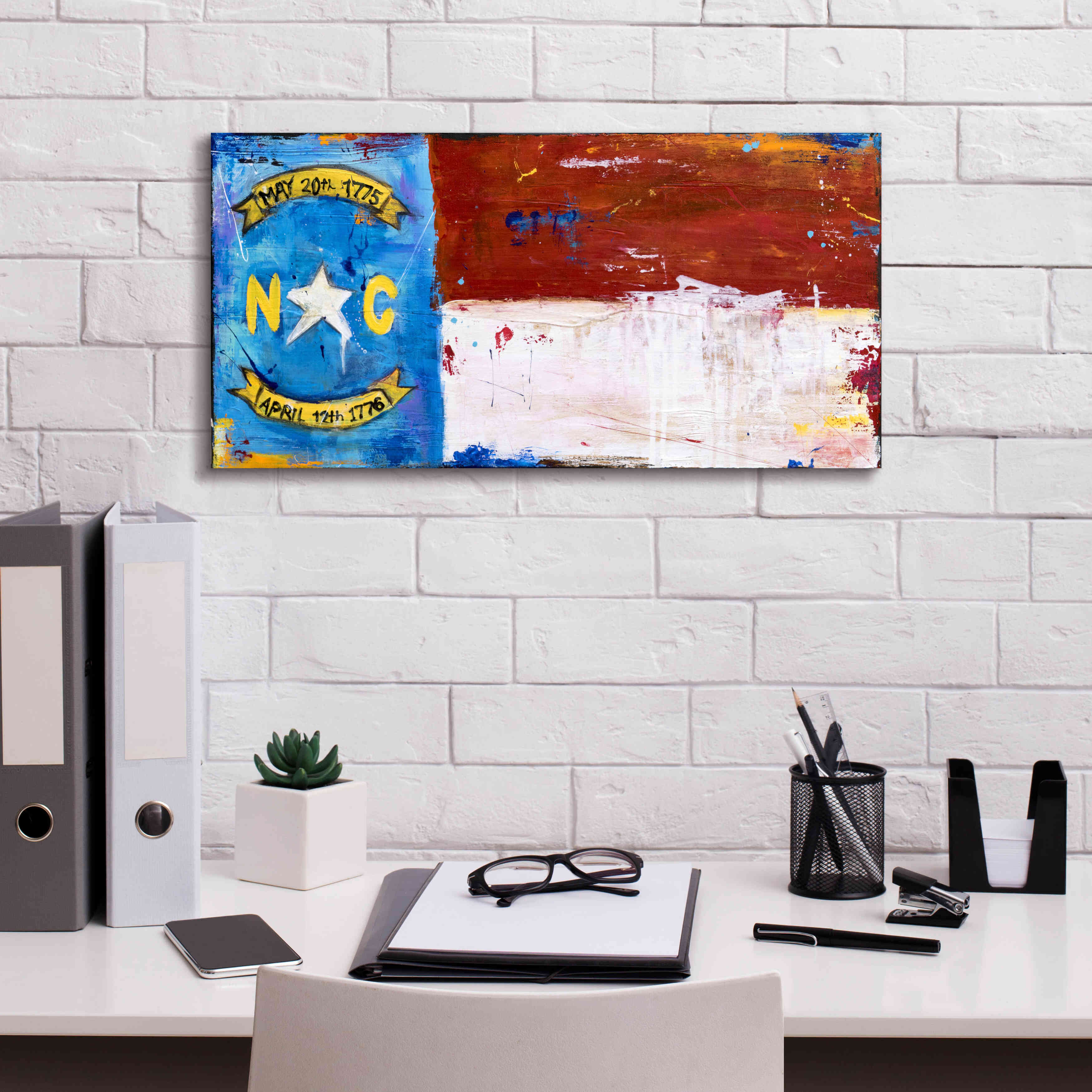 'NC Flag' by Erin Ashley, Giclee Canvas Wall Art,24x12