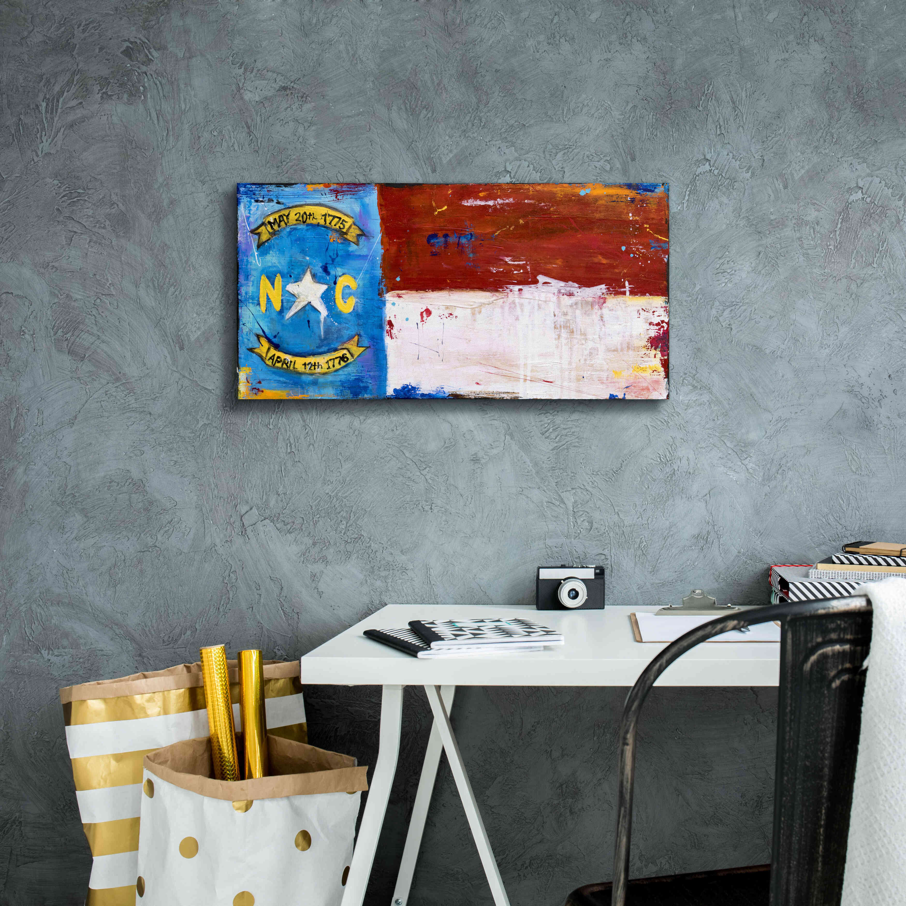 'NC Flag' by Erin Ashley, Giclee Canvas Wall Art,24x12