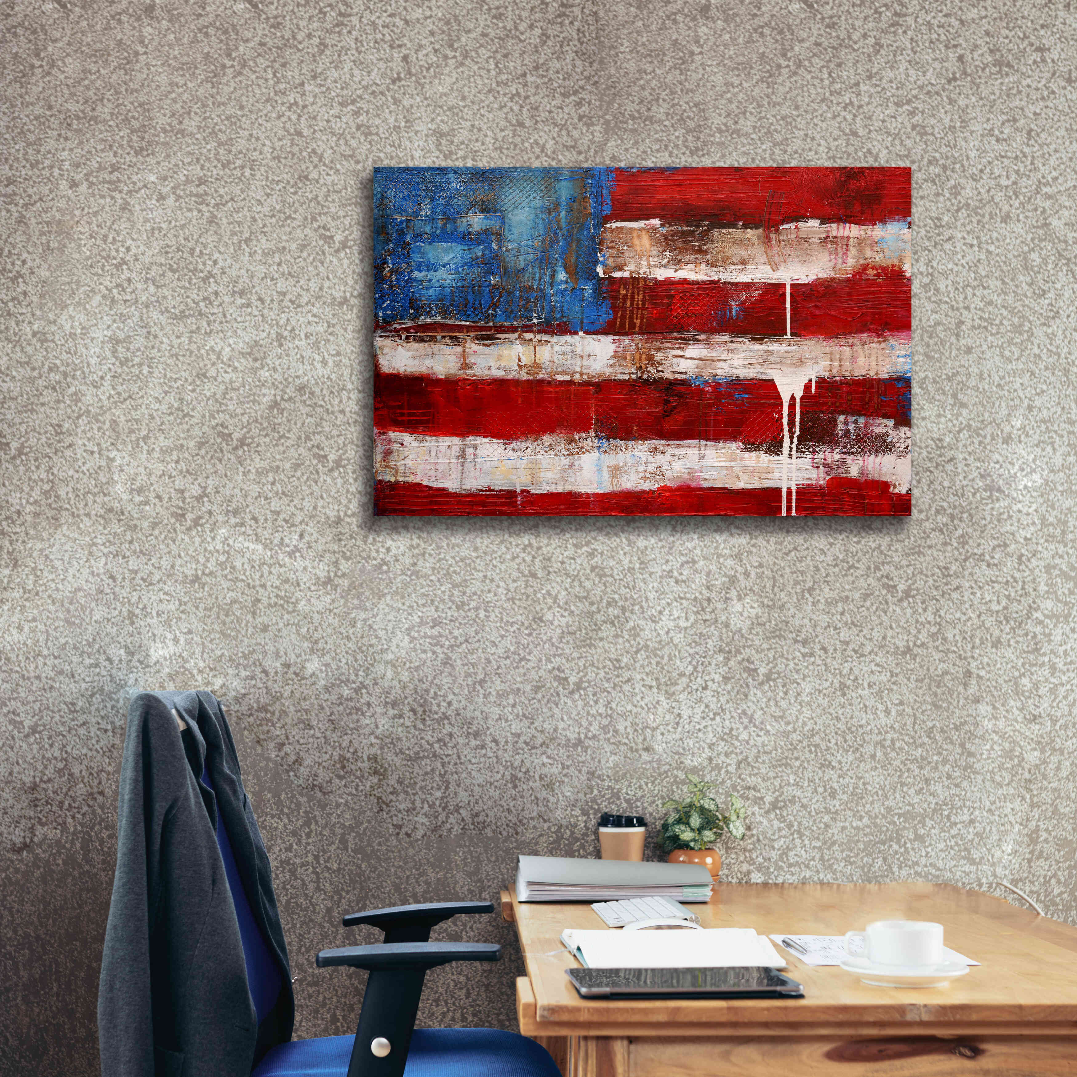 'Ashley American Flag' by Erin Ashley, Giclee Canvas Wall Art,40 x 26