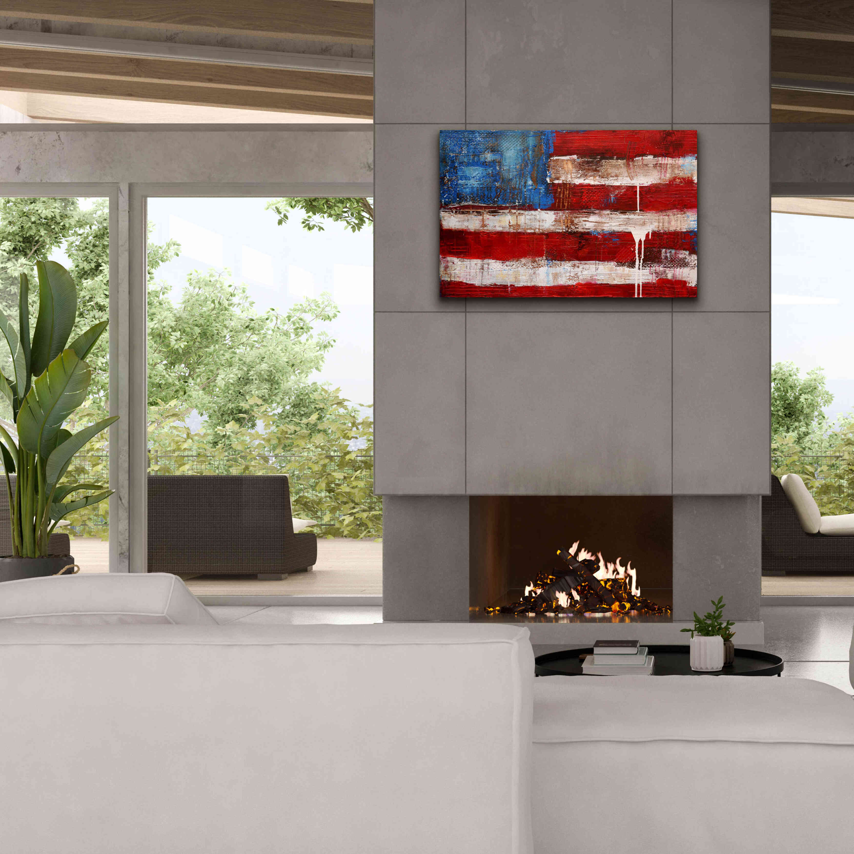 'Ashley American Flag' by Erin Ashley, Giclee Canvas Wall Art,40 x 26