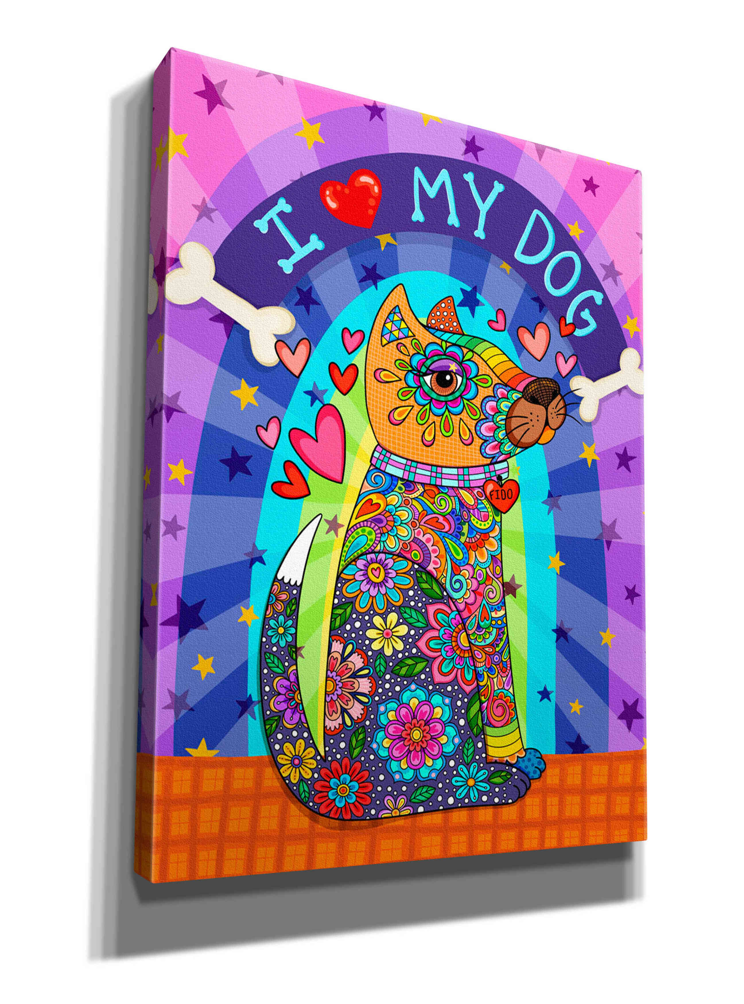 'I Love my Dog' by Hello Angel, Giclee Canvas Wall Art