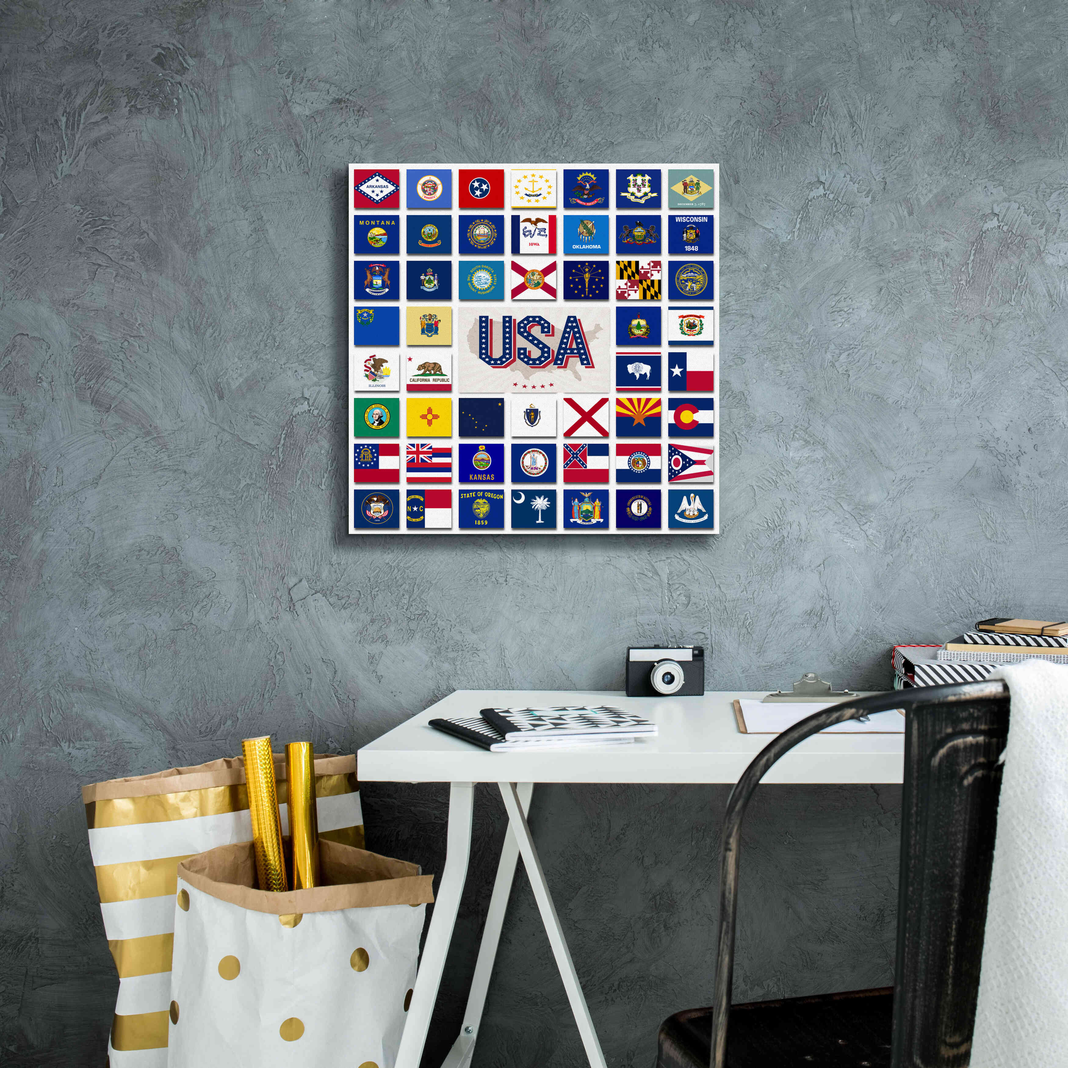 'USA' by Irena Orlov, Giclee Canvas Wall Art,18 x 18