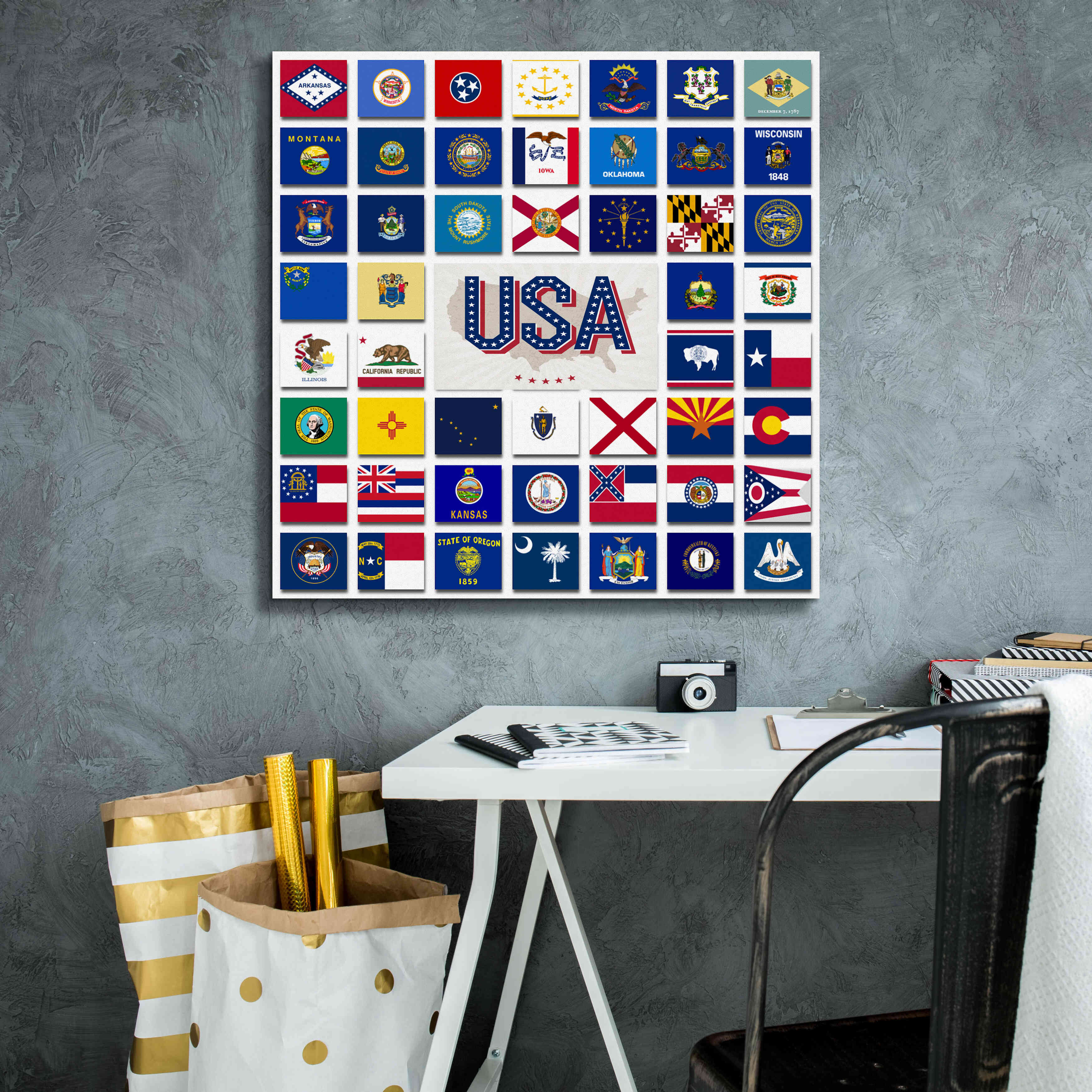 'USA' by Irena Orlov, Giclee Canvas Wall Art,26 x 26