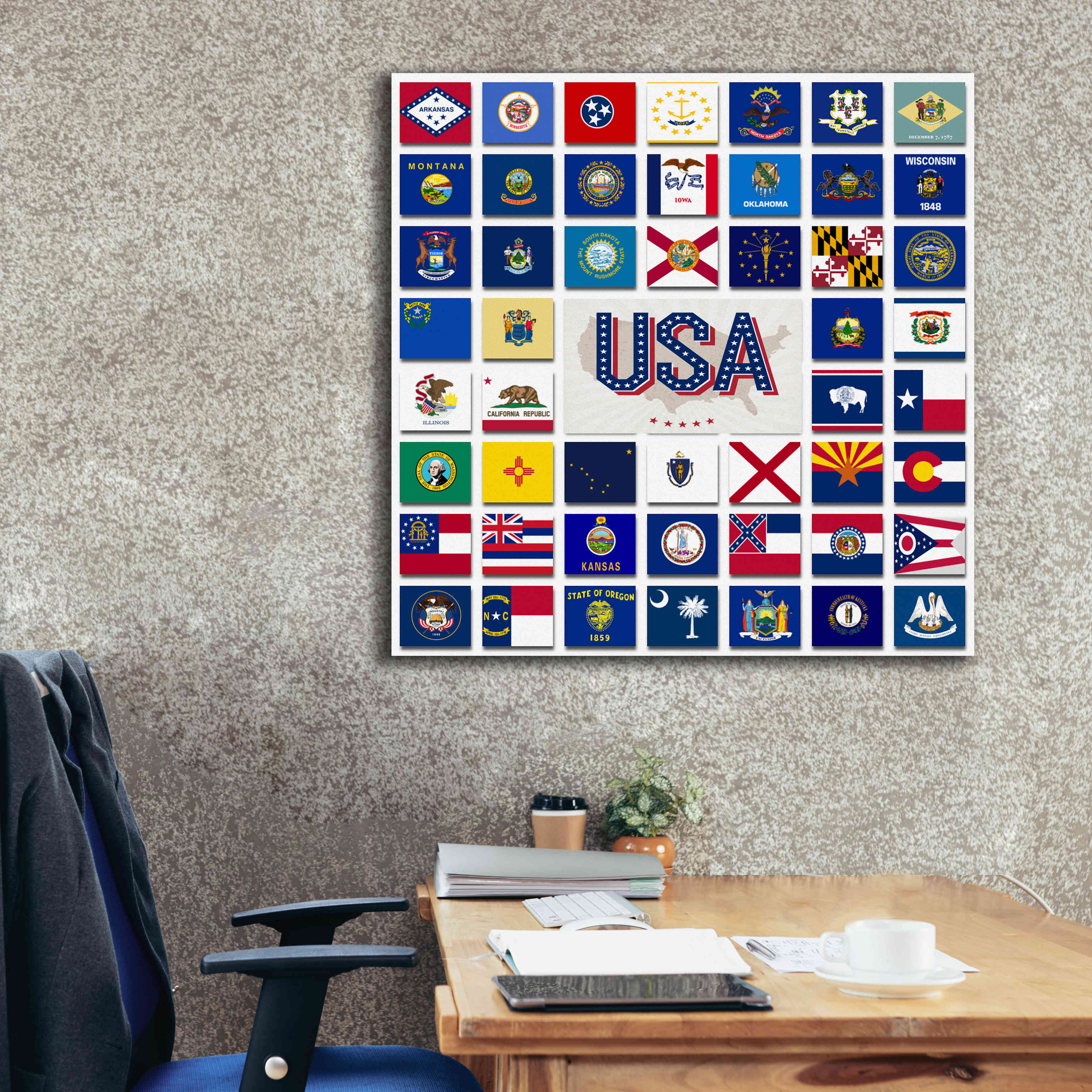 'USA' by Irena Orlov, Giclee Canvas Wall Art,37 x 37