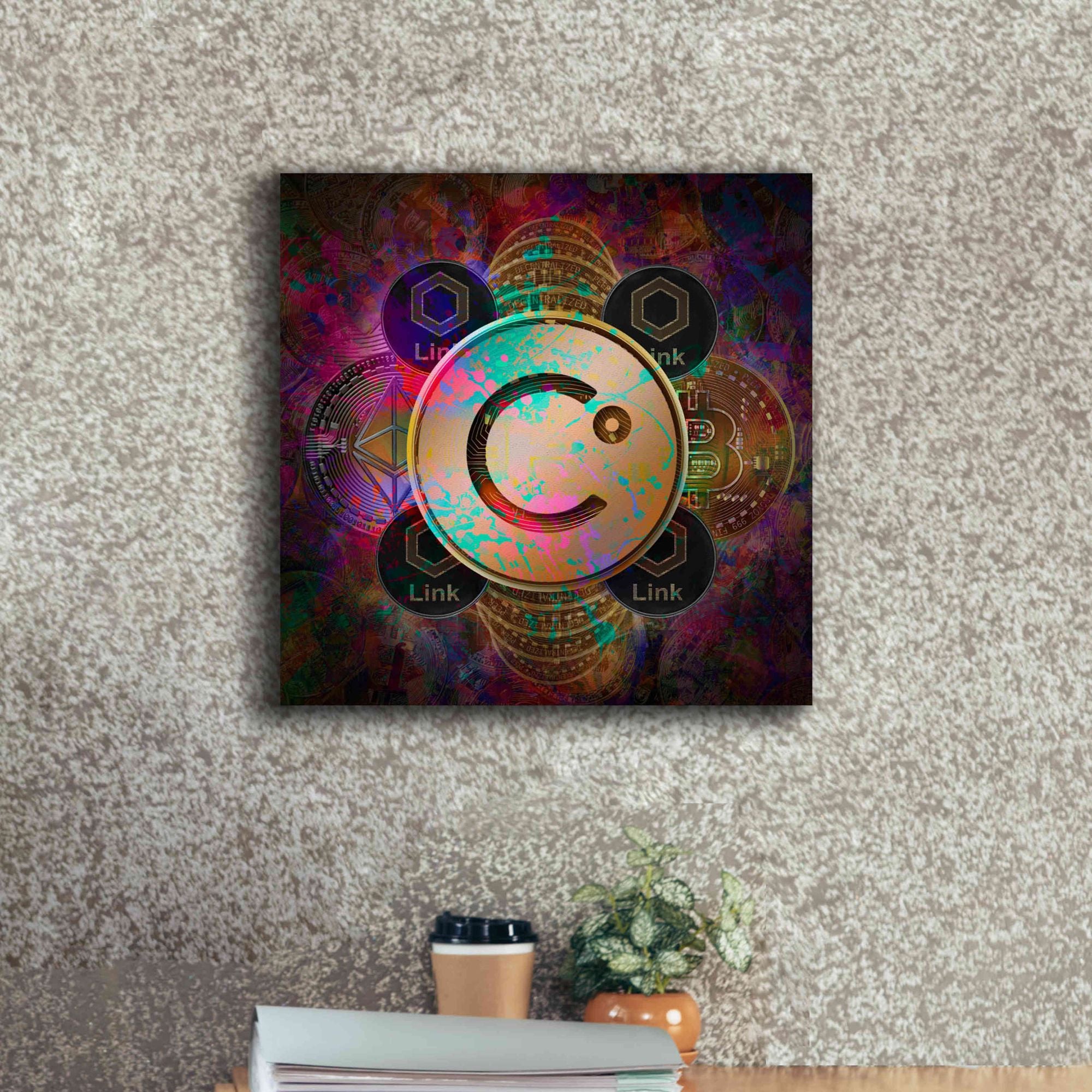 'CEL Celsius Network Crypto Pyramid,' Canvas Wall Art,18x18