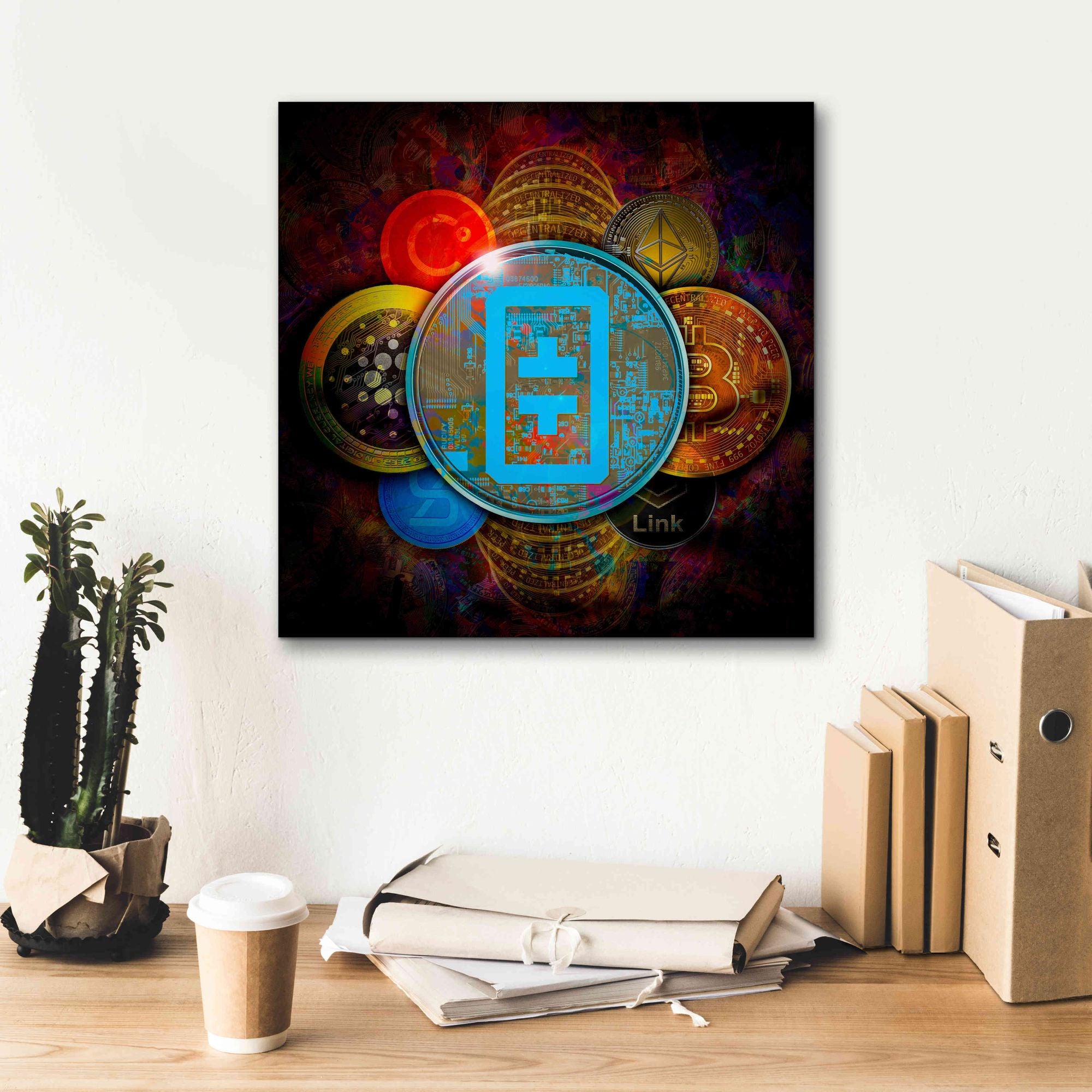'THETA Network Crypto Pyramid,' Canvas Wall Art,18x18
