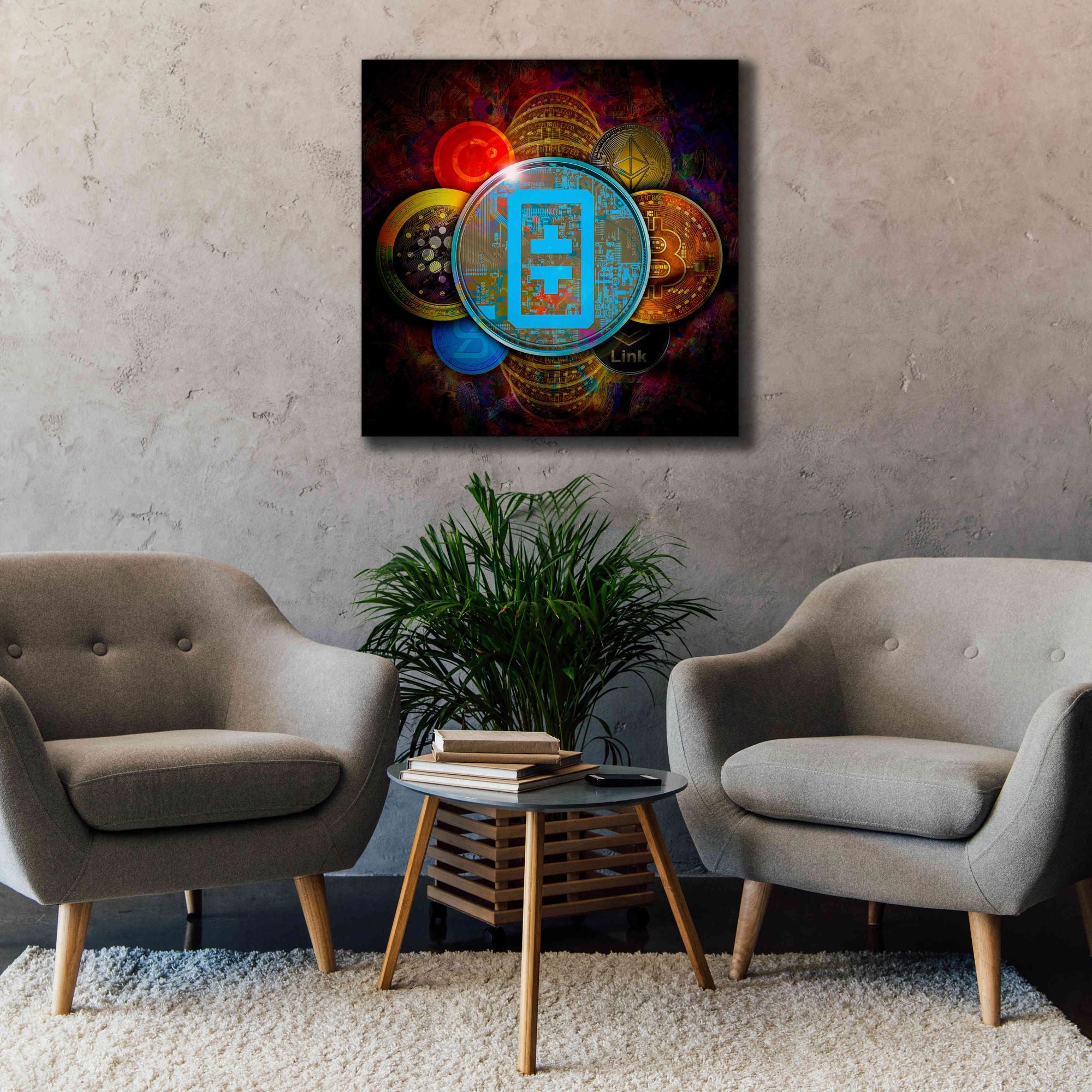 'THETA Network Crypto Pyramid,' Canvas Wall Art,37x37
