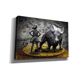 'Fearless Girl and Charging Bull on Bitcoin,' Canvas Wall Art
