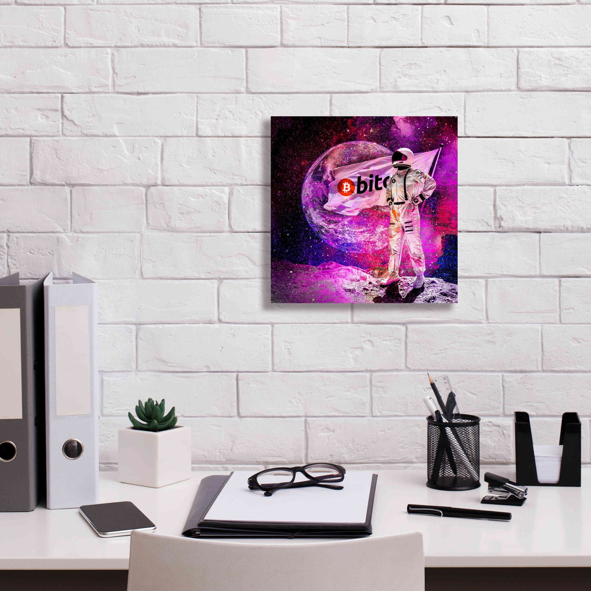 'Bitcoin to the Moon' Canvas Wall Art,12x12