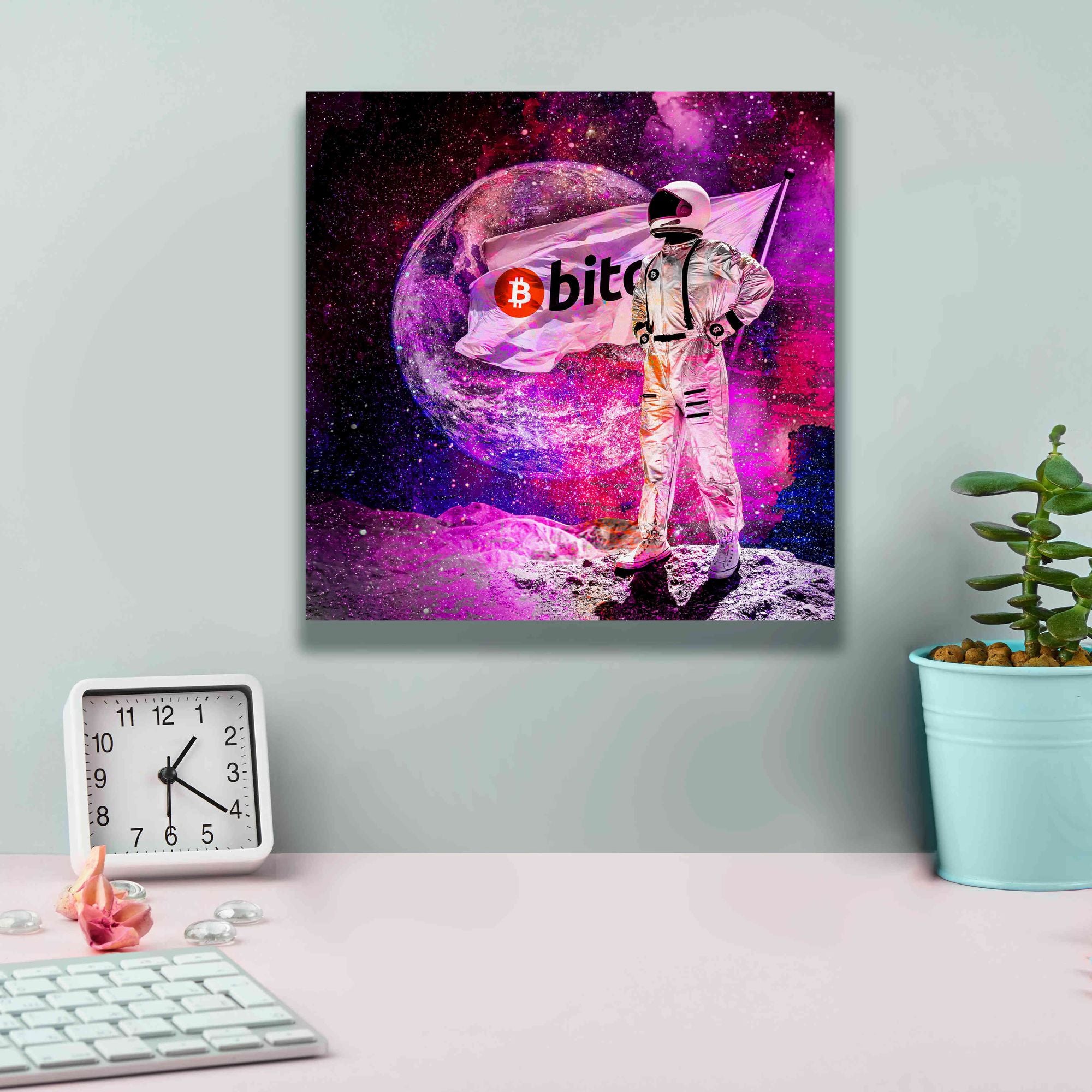 'Bitcoin to the Moon' Canvas Wall Art,12x12