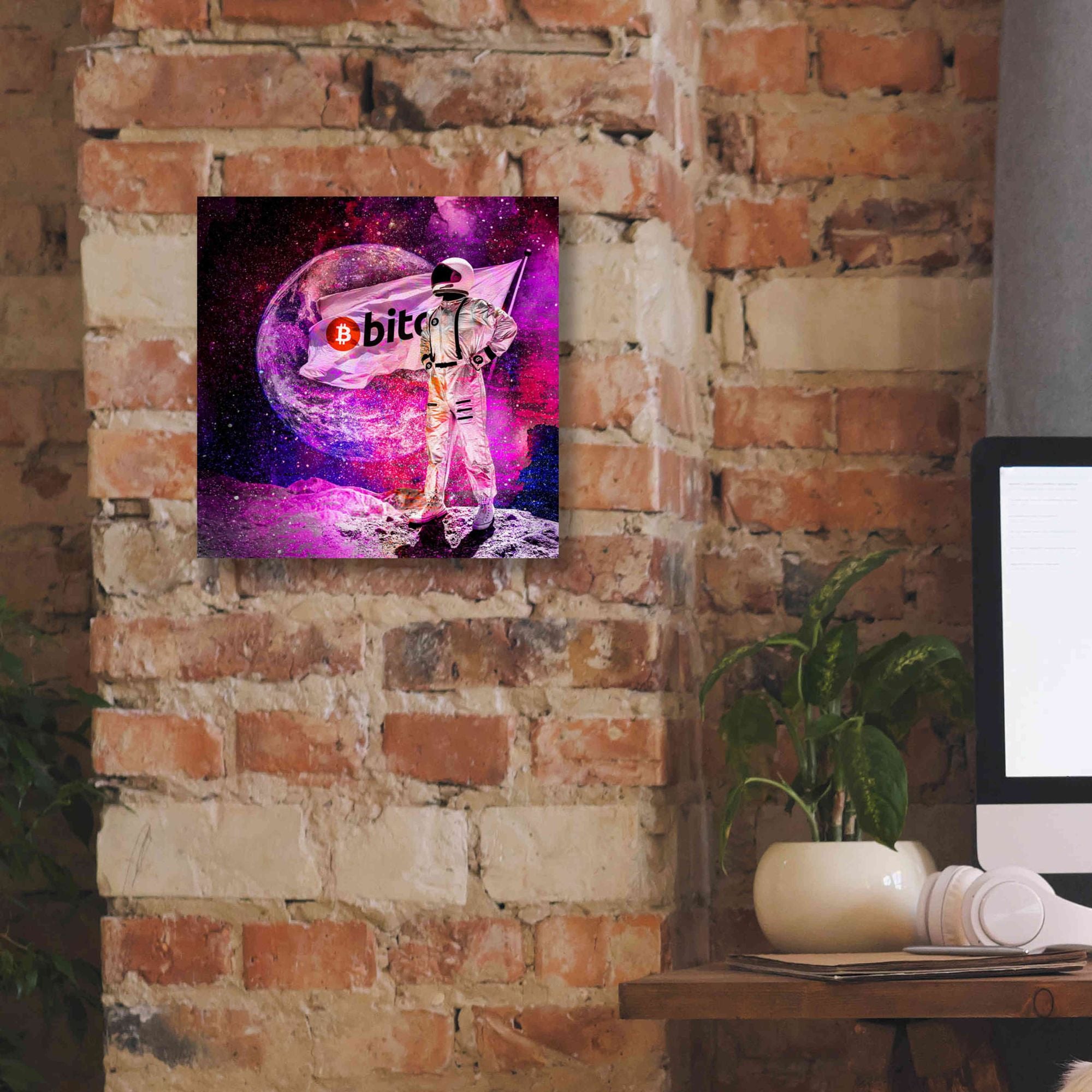 'Bitcoin to the Moon' Canvas Wall Art,12x12