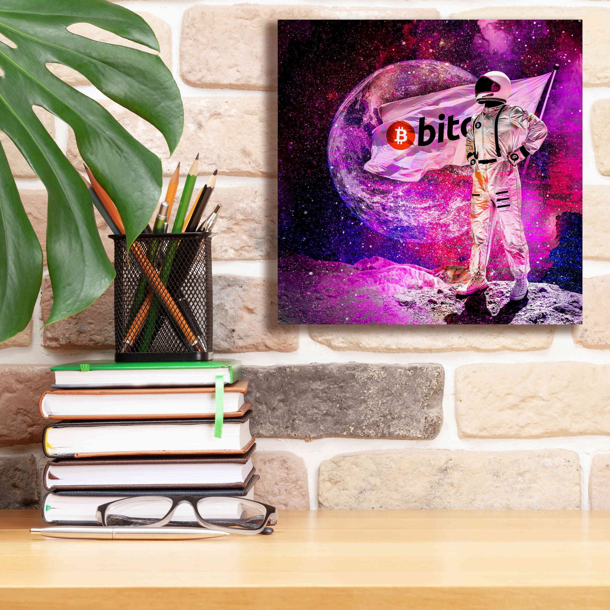 'Bitcoin to the Moon' Canvas Wall Art,12x12