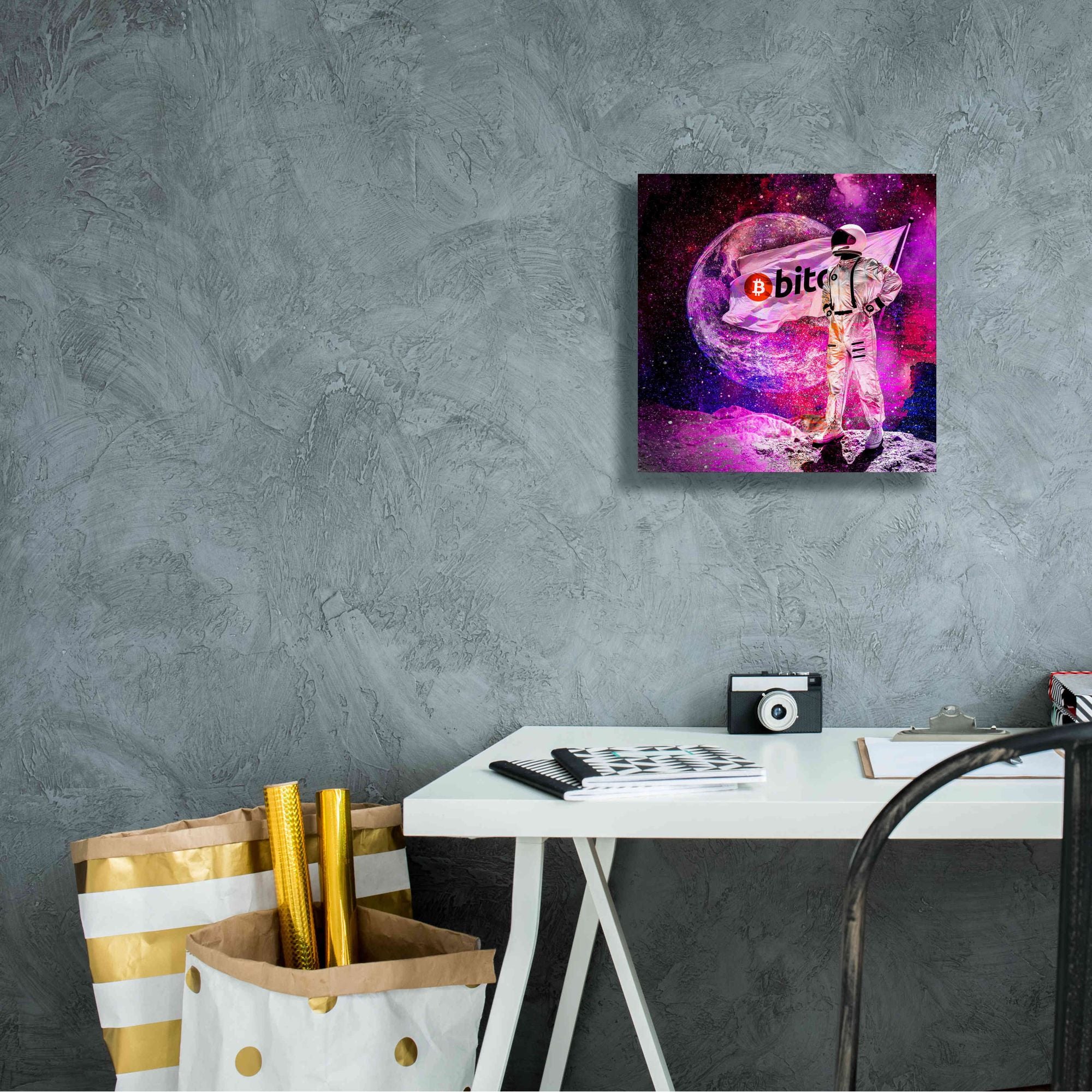 'Bitcoin to the Moon' Canvas Wall Art,12x12