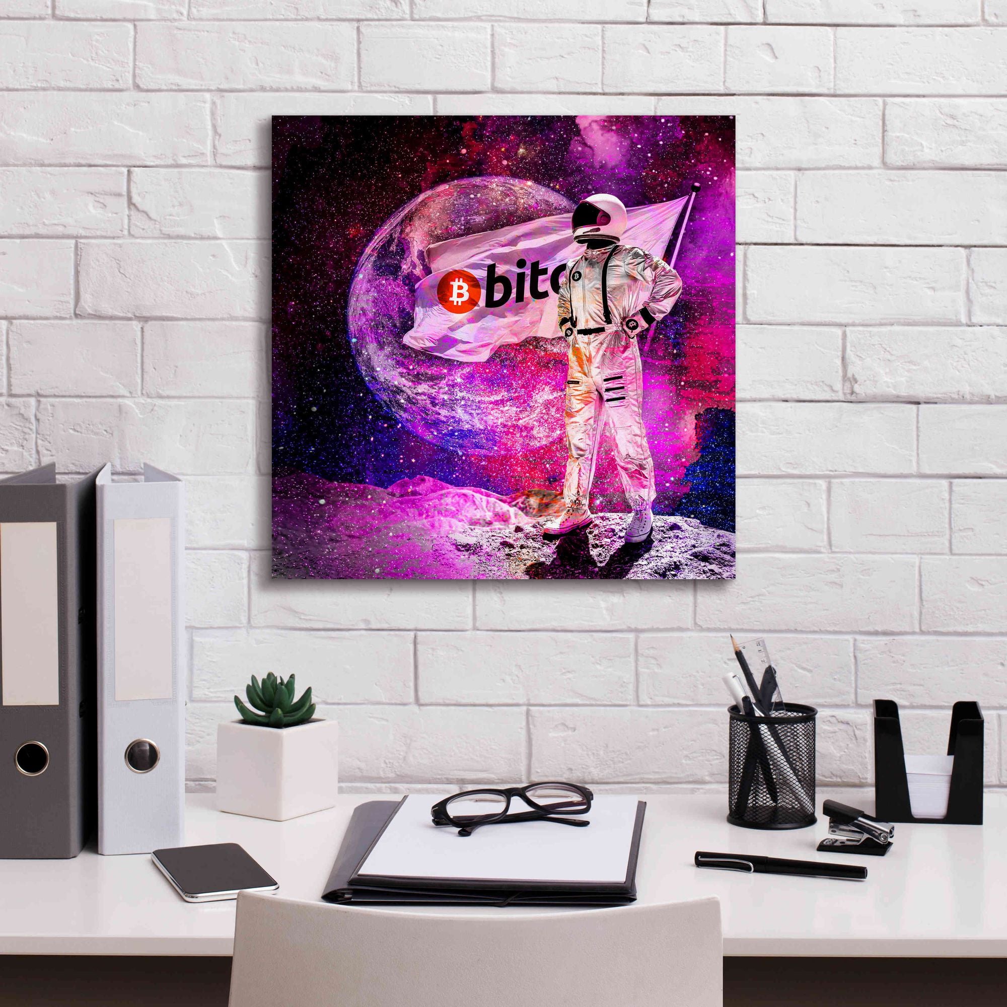 'Bitcoin to the Moon' Canvas Wall Art,18x18