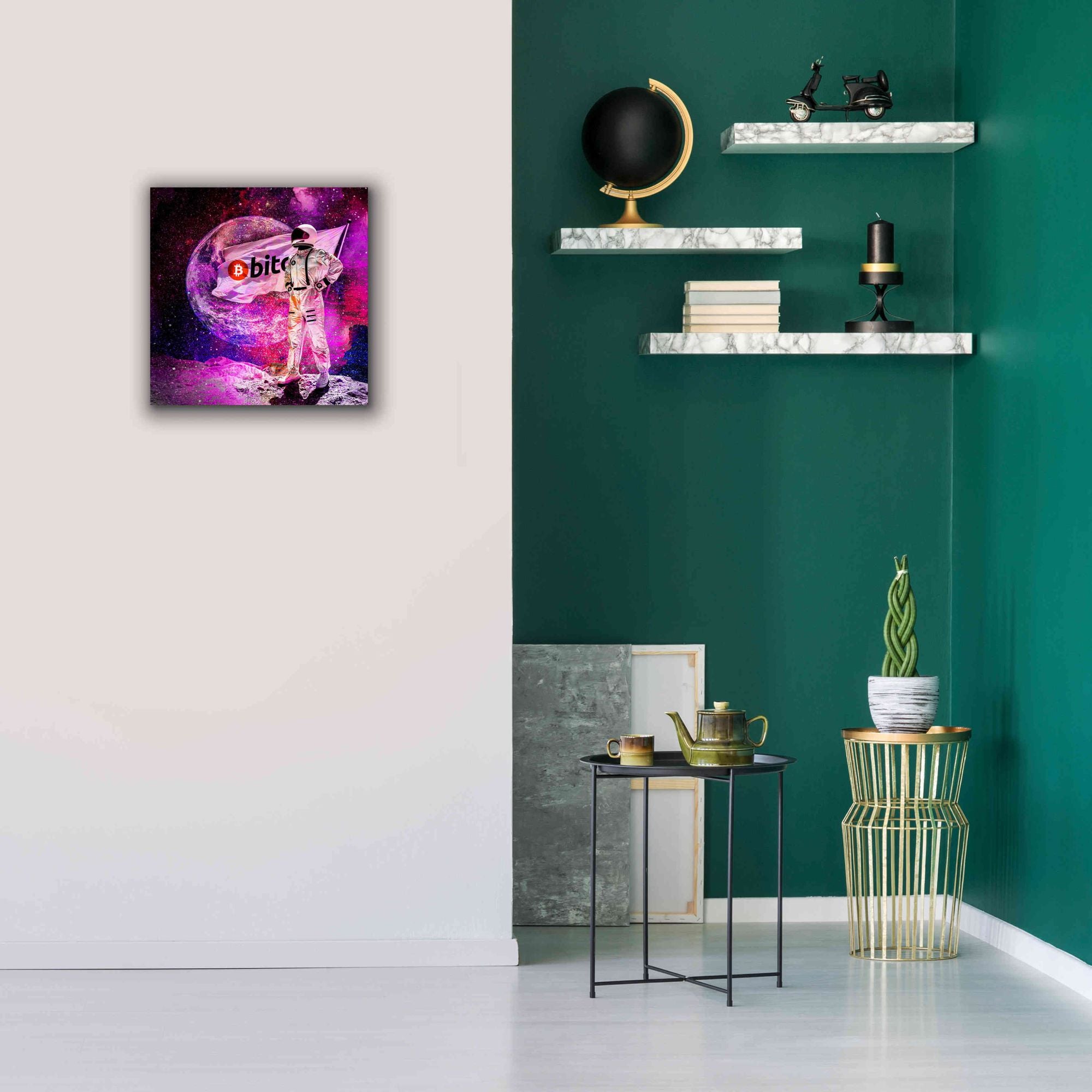 'Bitcoin to the Moon' Canvas Wall Art,18x18