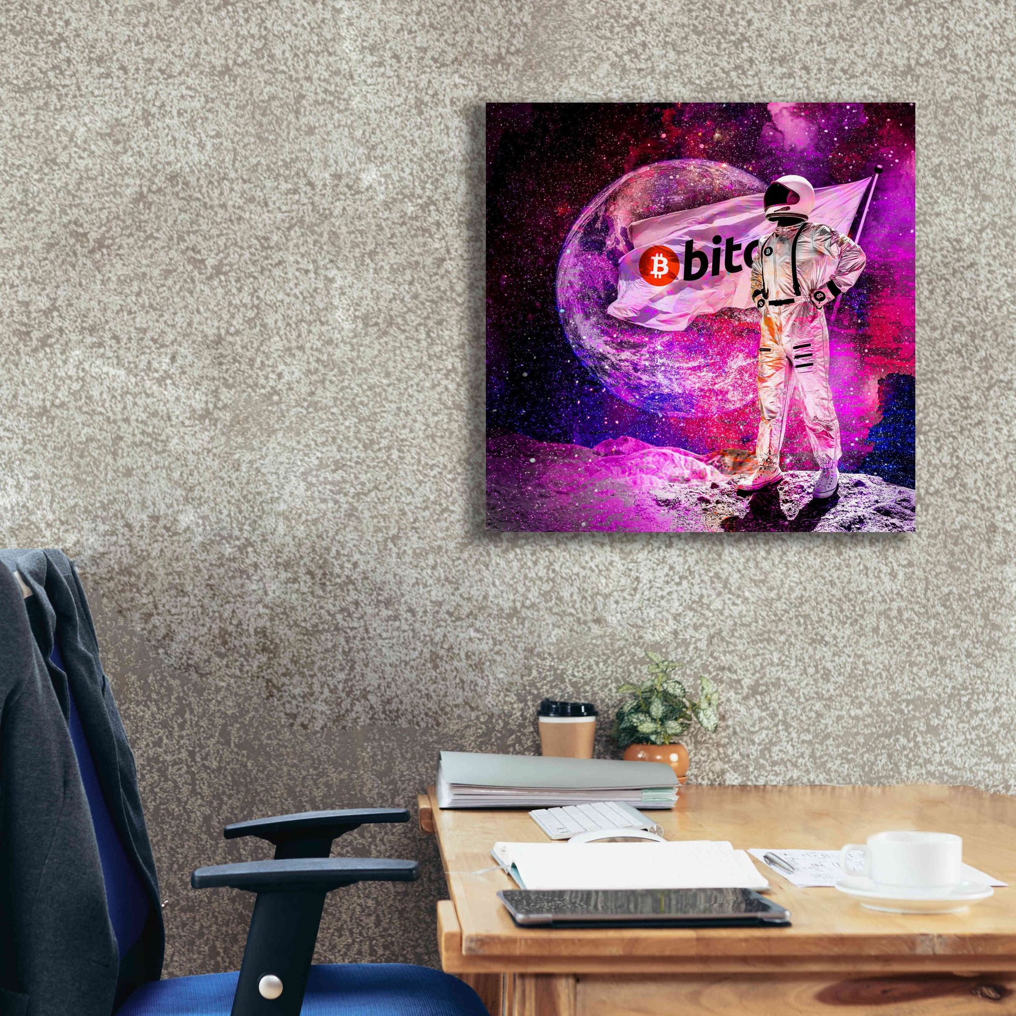 'Bitcoin to the Moon' Canvas Wall Art,26x26