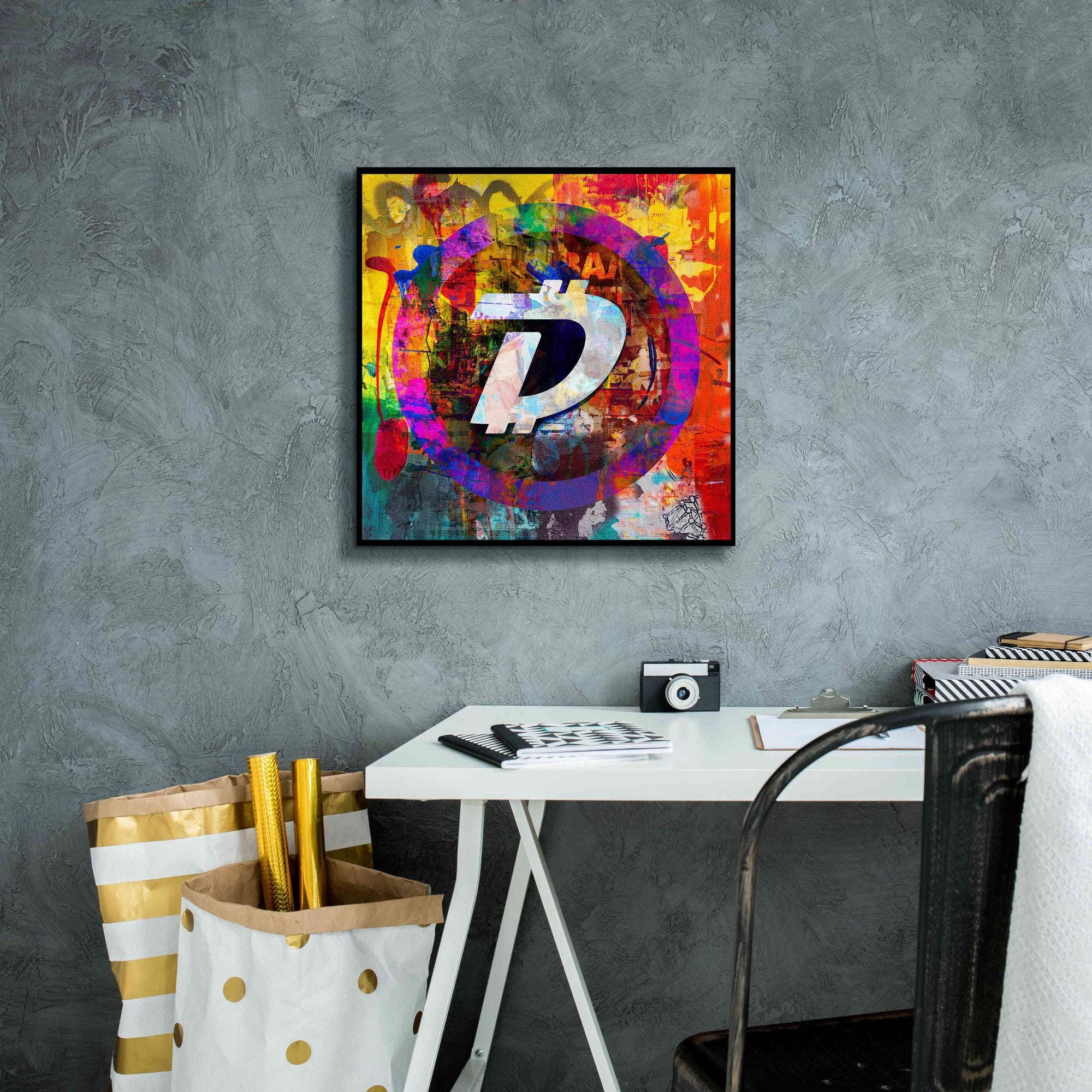 'Dgb Digibyte Crypto In Color' by Portfolio Giclee Canvas Wall Art,18x18