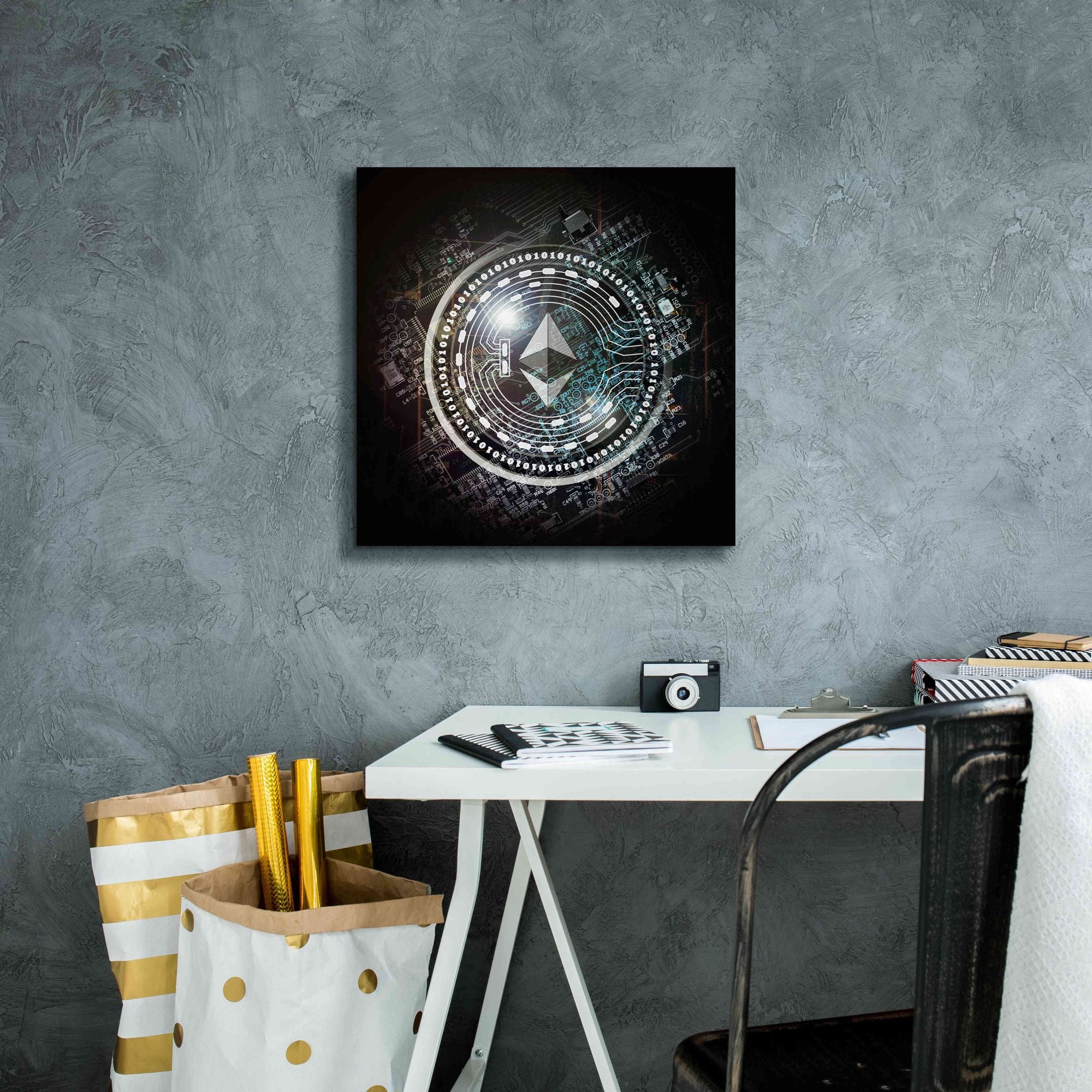 'Eth Ethereum Crypto Coin' by Portfolio Giclee Canvas Wall Art,18x18