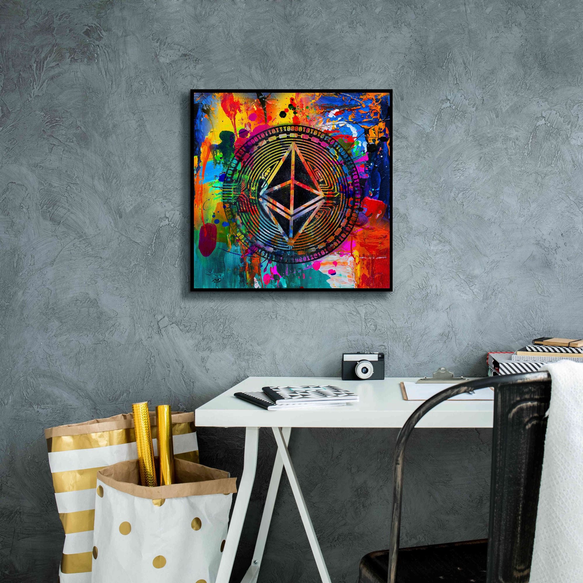 'Eth Ethereum Crypto In Color' by Portfolio Giclee Canvas Wall Art,18x18
