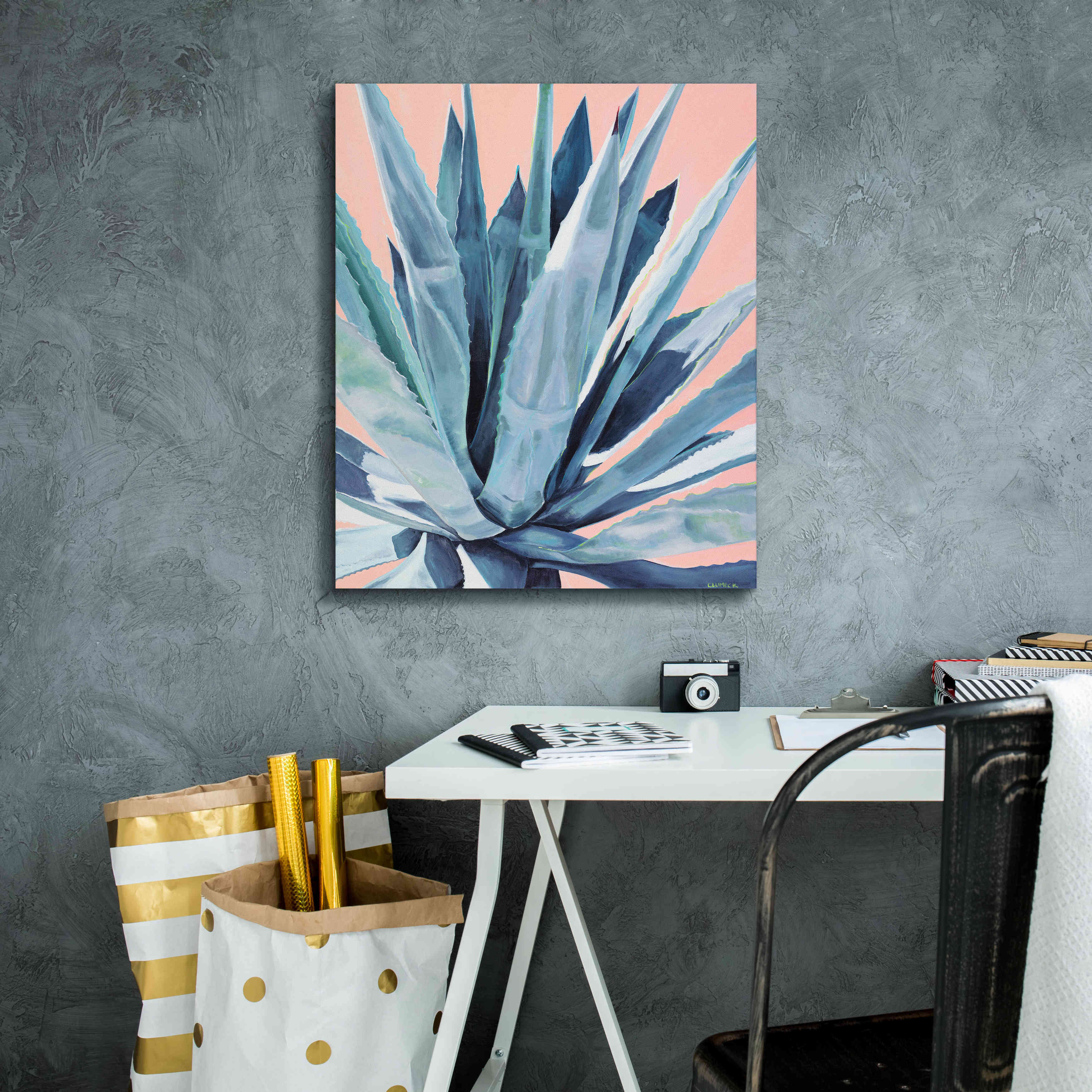 'Agave With Coral by Alana Clumeck Giclee Canvas Wall Art,20x24
