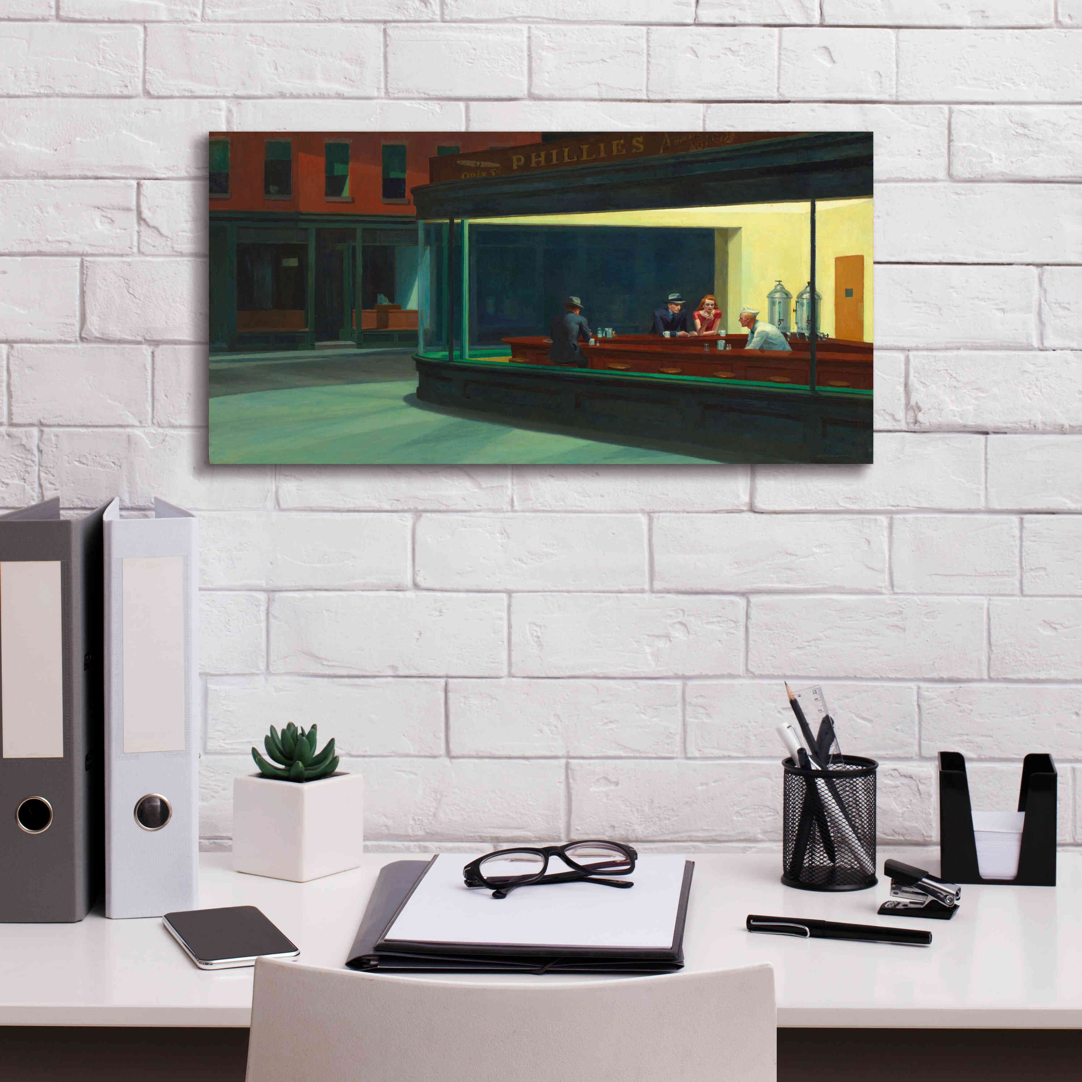 'Nighthawks, 1942' by Edward Hopper, Giclee Canvas Wall Art,24x12