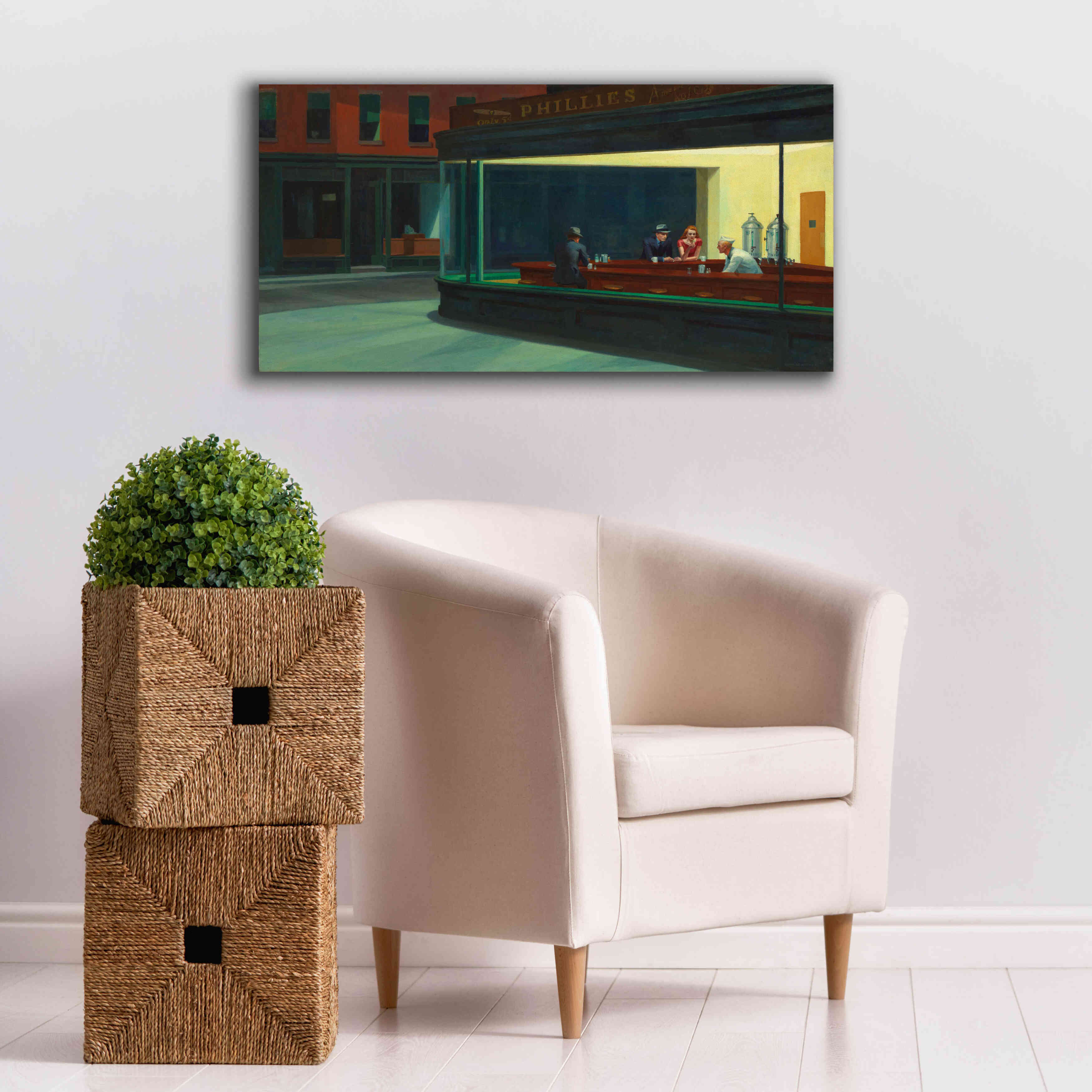 'Nighthawks, 1942' by Edward Hopper, Giclee Canvas Wall Art,40x20