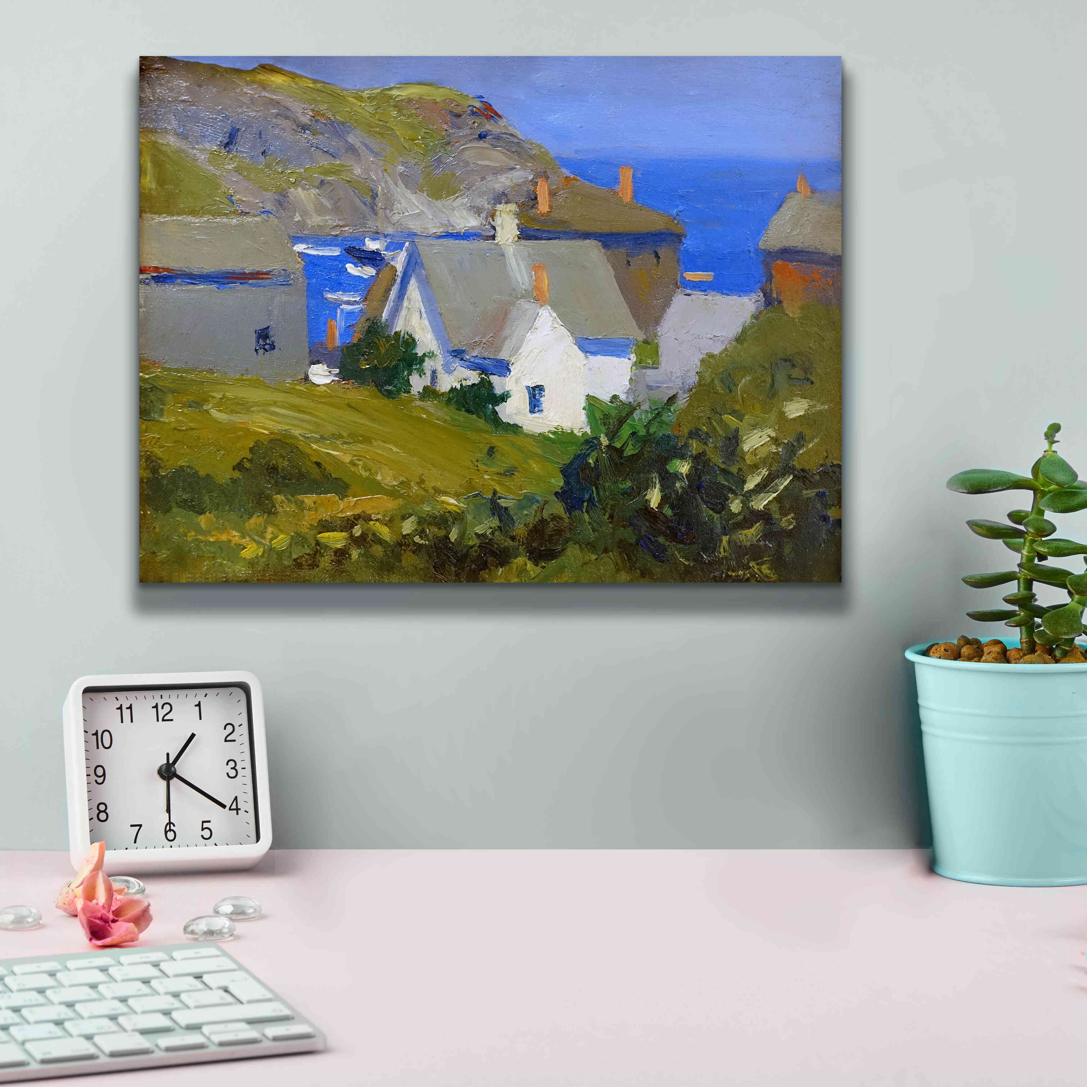 'Monhegan Houses, Maine, 1916-1919' by Edward Hopper, Giclee Canvas Wall Art,16x12