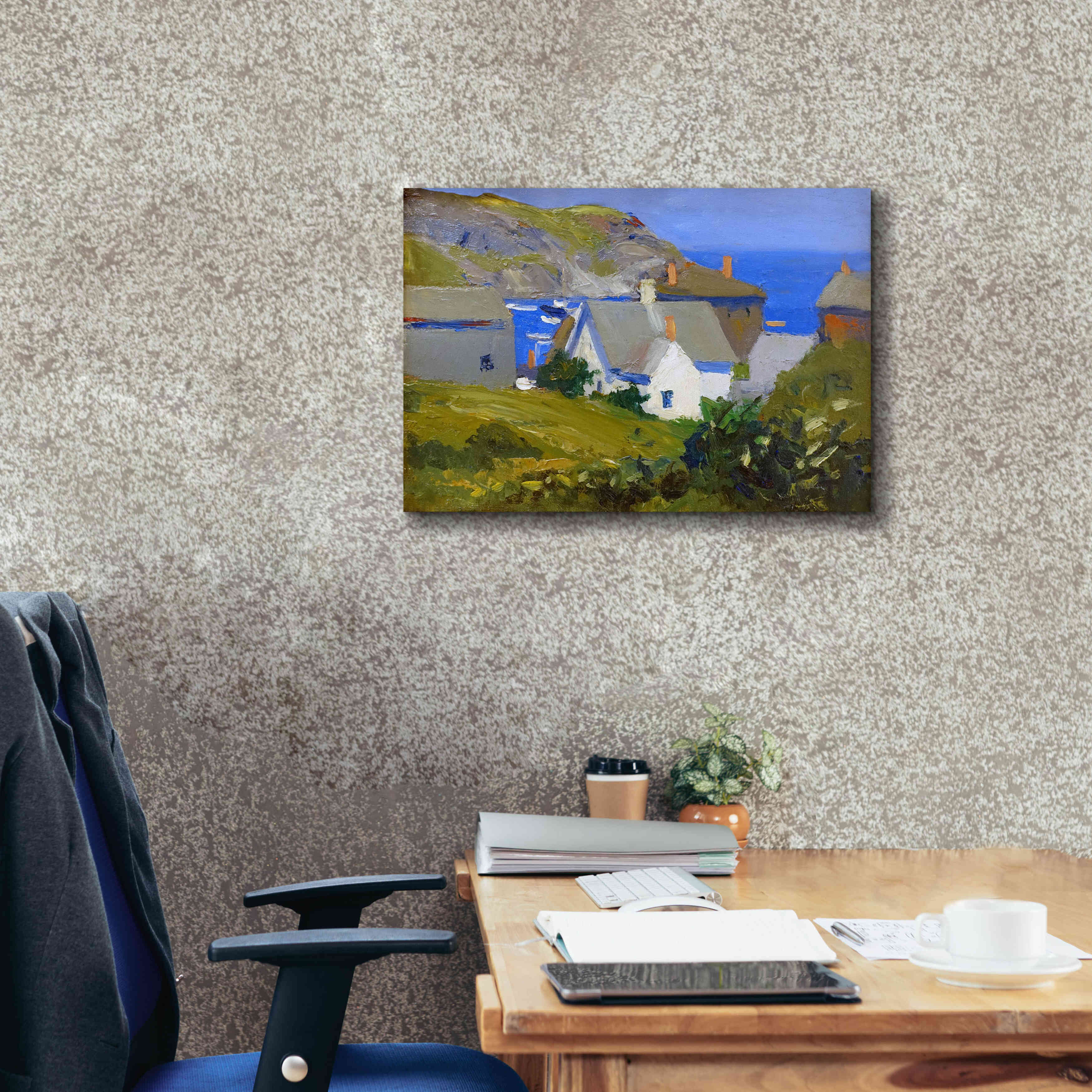 'Monhegan Houses, Maine, 1916-1919' by Edward Hopper, Giclee Canvas Wall Art,26x18