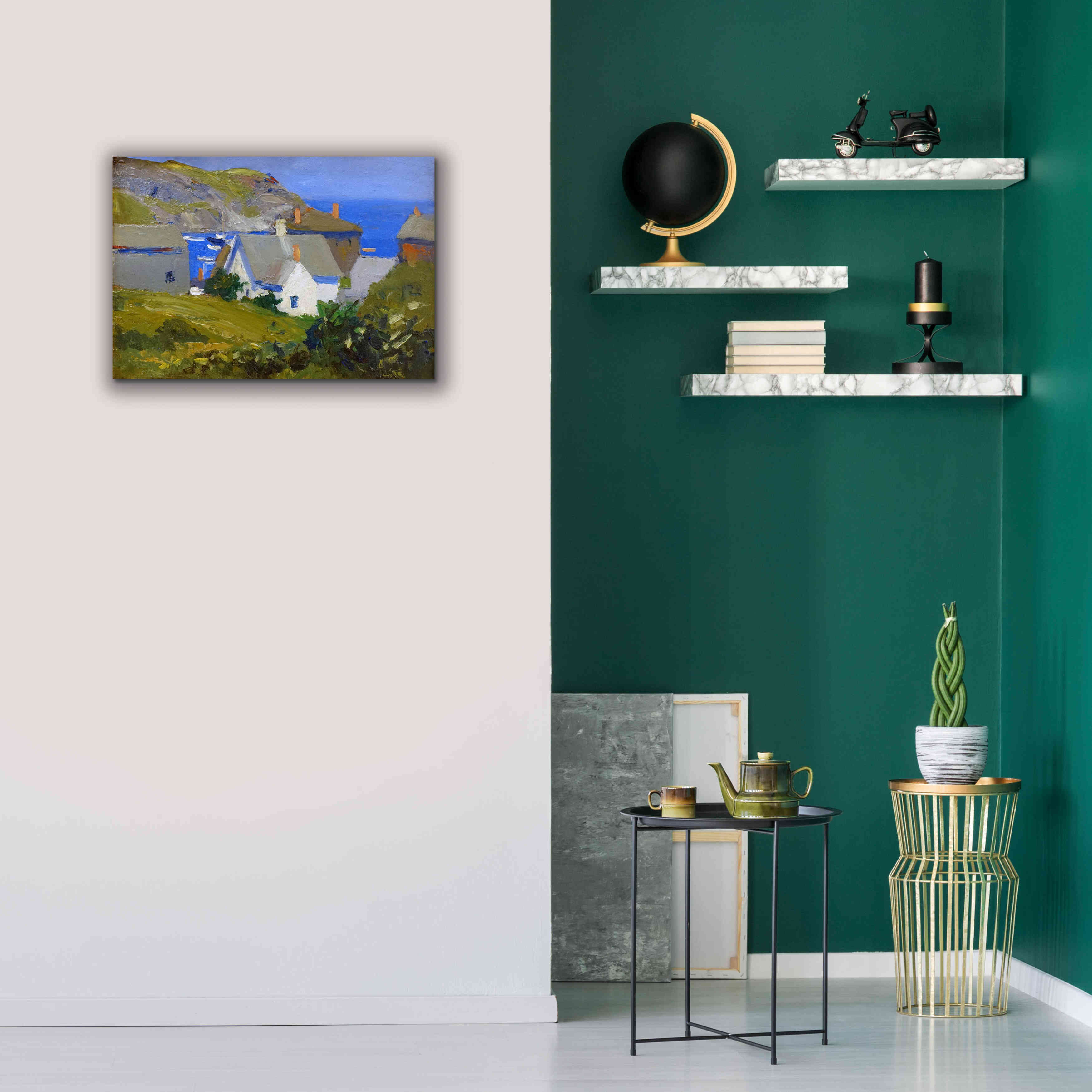 'Monhegan Houses, Maine, 1916-1919' by Edward Hopper, Giclee Canvas Wall Art,26x18