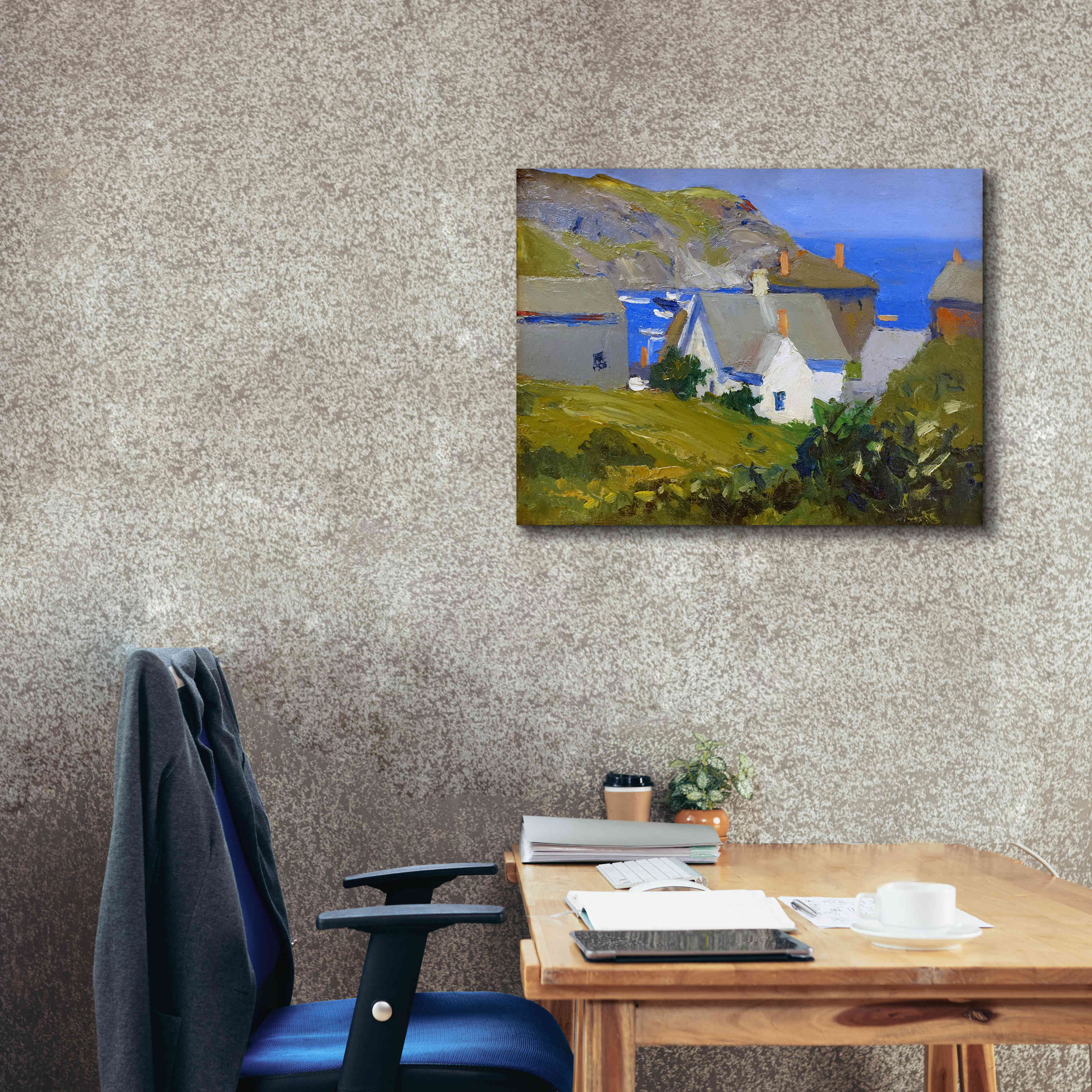 'Monhegan Houses, Maine, 1916-1919' by Edward Hopper, Giclee Canvas Wall Art,34x26