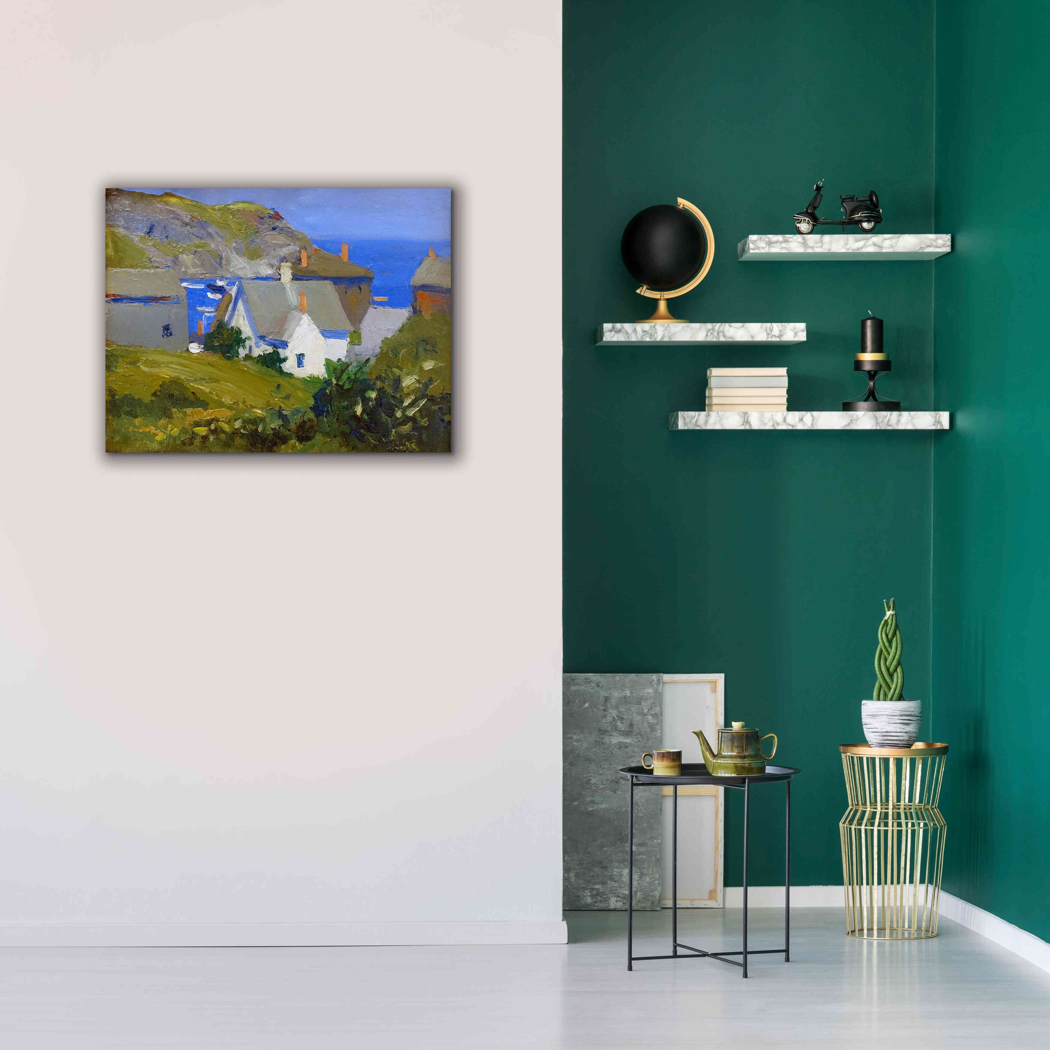 'Monhegan Houses, Maine, 1916-1919' by Edward Hopper, Giclee Canvas Wall Art,34x26