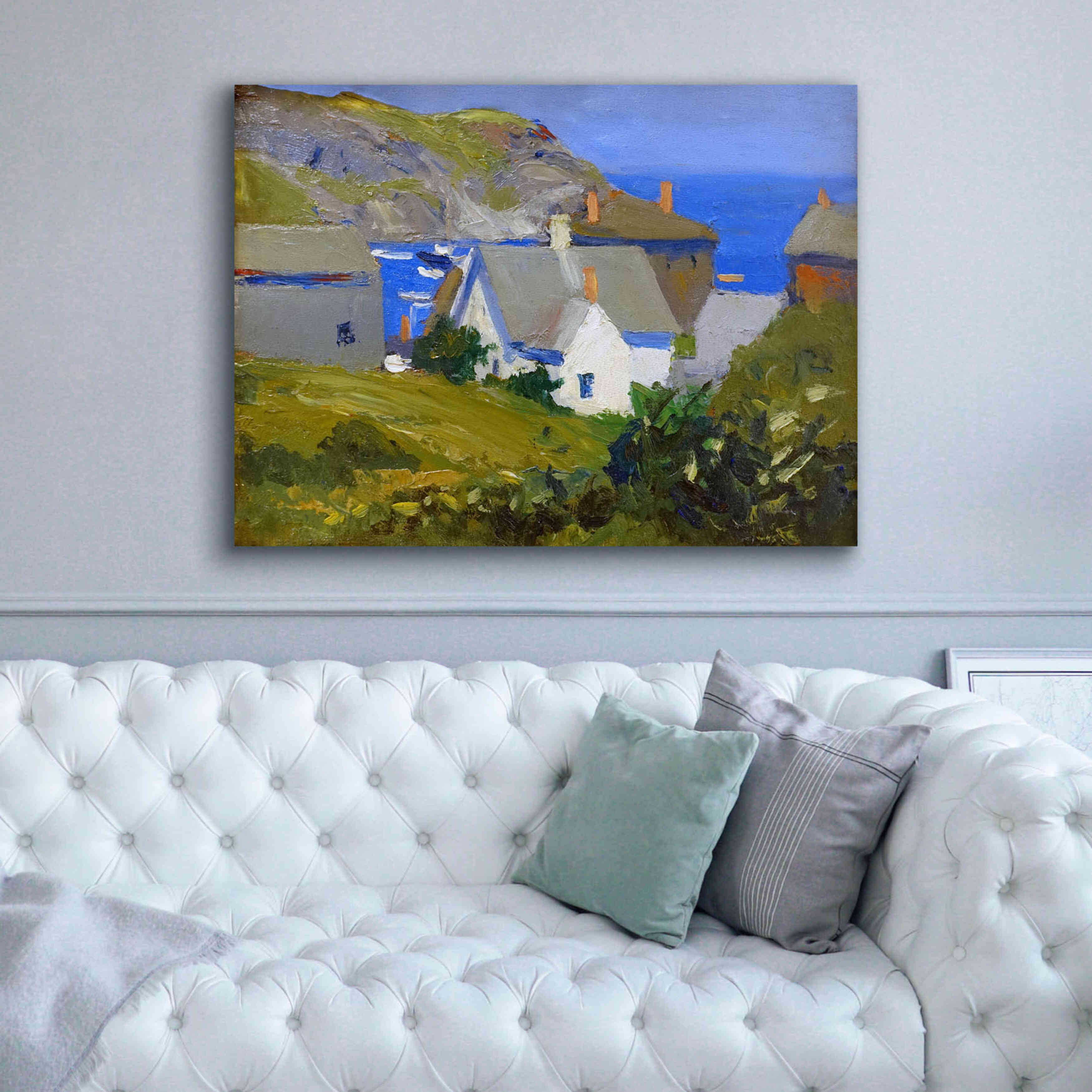 'Monhegan Houses, Maine, 1916-1919' by Edward Hopper, Giclee Canvas Wall Art,54x40