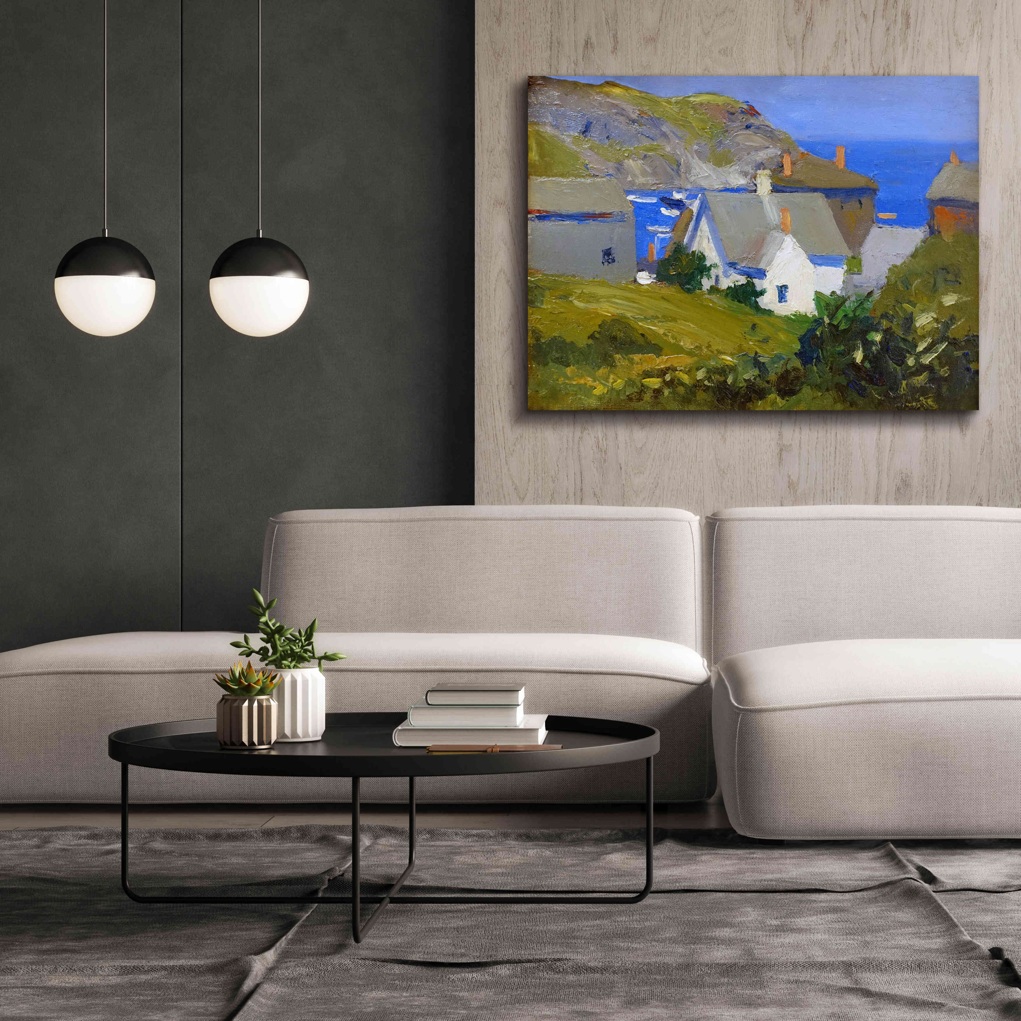 'Monhegan Houses, Maine, 1916-1919' by Edward Hopper, Giclee Canvas Wall Art,54x40