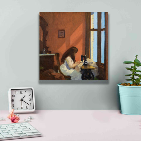 Image of 'Girl At Sewing Maching, 1921' by Edward Hopper, Giclee Canvas Wall Art,12x12