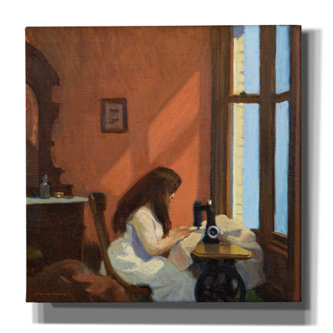 Image of 'Girl At Sewing Maching, 1921' by Edward Hopper, Giclee Canvas Wall Art