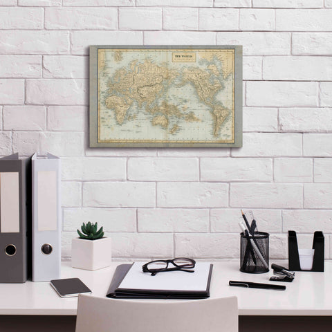 Image of 'The World Map Neutral' by Wild Apple Portfolio, Canvas Wall Art,18x12