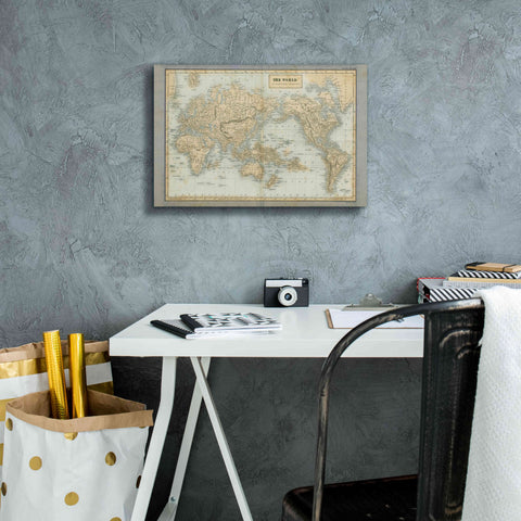 Image of 'The World Map Neutral' by Wild Apple Portfolio, Canvas Wall Art,18x12