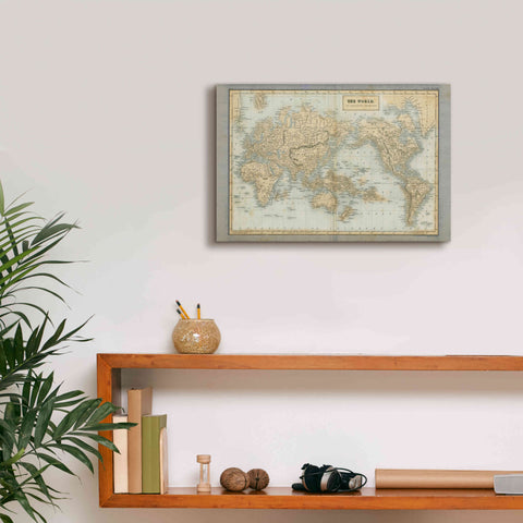 Image of 'The World Map Neutral' by Wild Apple Portfolio, Canvas Wall Art,18x12